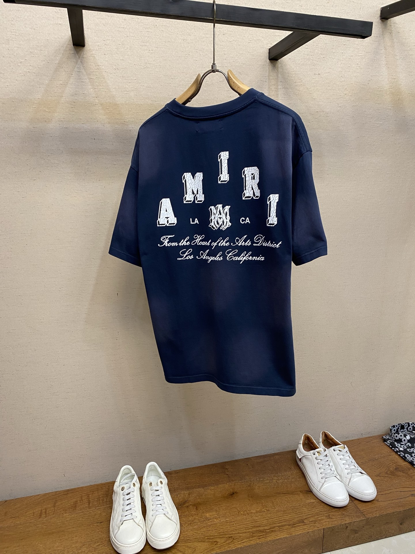 🌟🌟AMIRI，夏装新款 洗水做旧裂纹logo印花 纯棉短袖重磅T恤 尺码：S-XLS：衣长72 胸围1