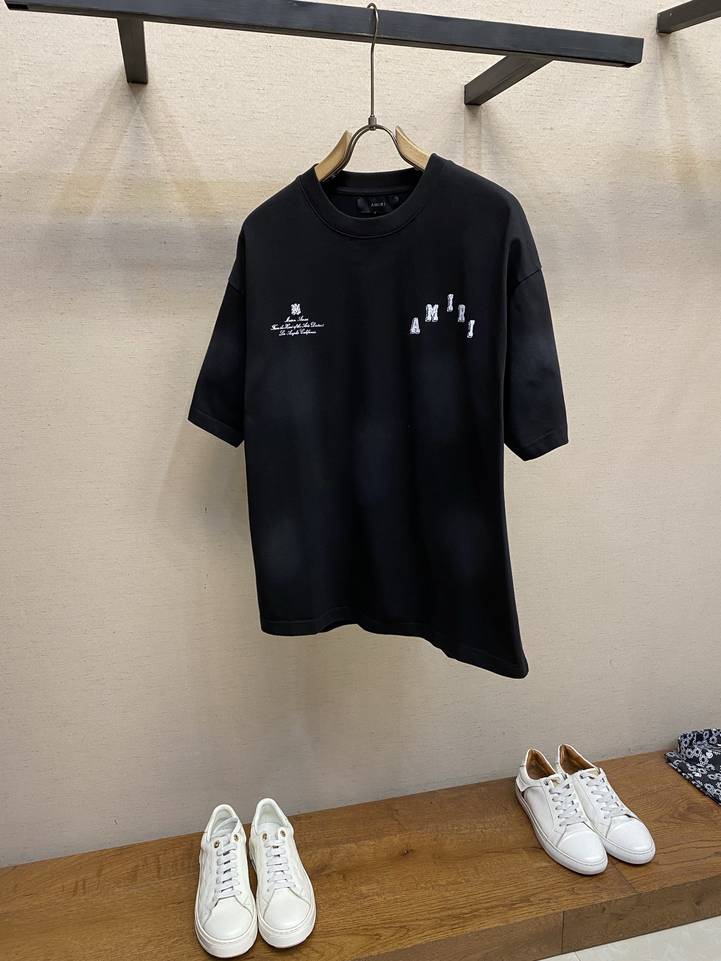 🌟🌟AMIRI，夏装新款 洗水做旧裂纹logo印花 纯棉短袖重磅T恤 尺码：S-XLS：衣长72 胸围1