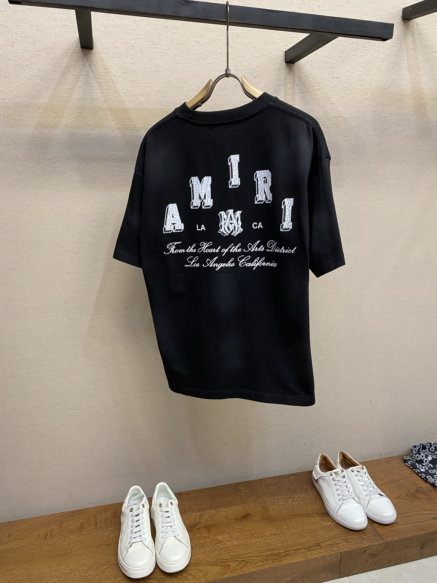 🌟🌟AMIRI，夏装新款 洗水做旧裂纹logo印花 纯棉短袖重磅T恤 尺码：S-XLS：衣长72 胸围1