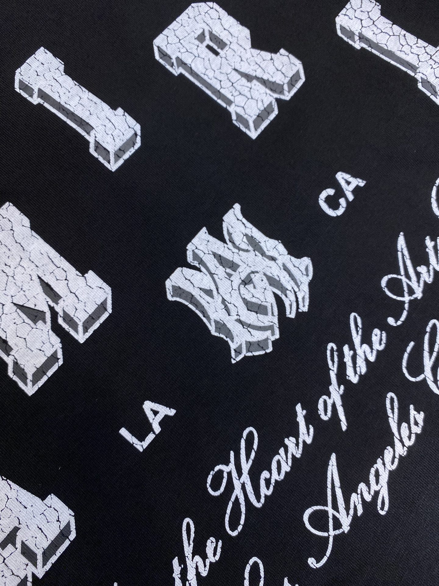 🌟🌟AMIRI，夏装新款 洗水做旧裂纹logo印花 纯棉短袖重磅T恤 尺码：S-XLS：衣长72 胸围1