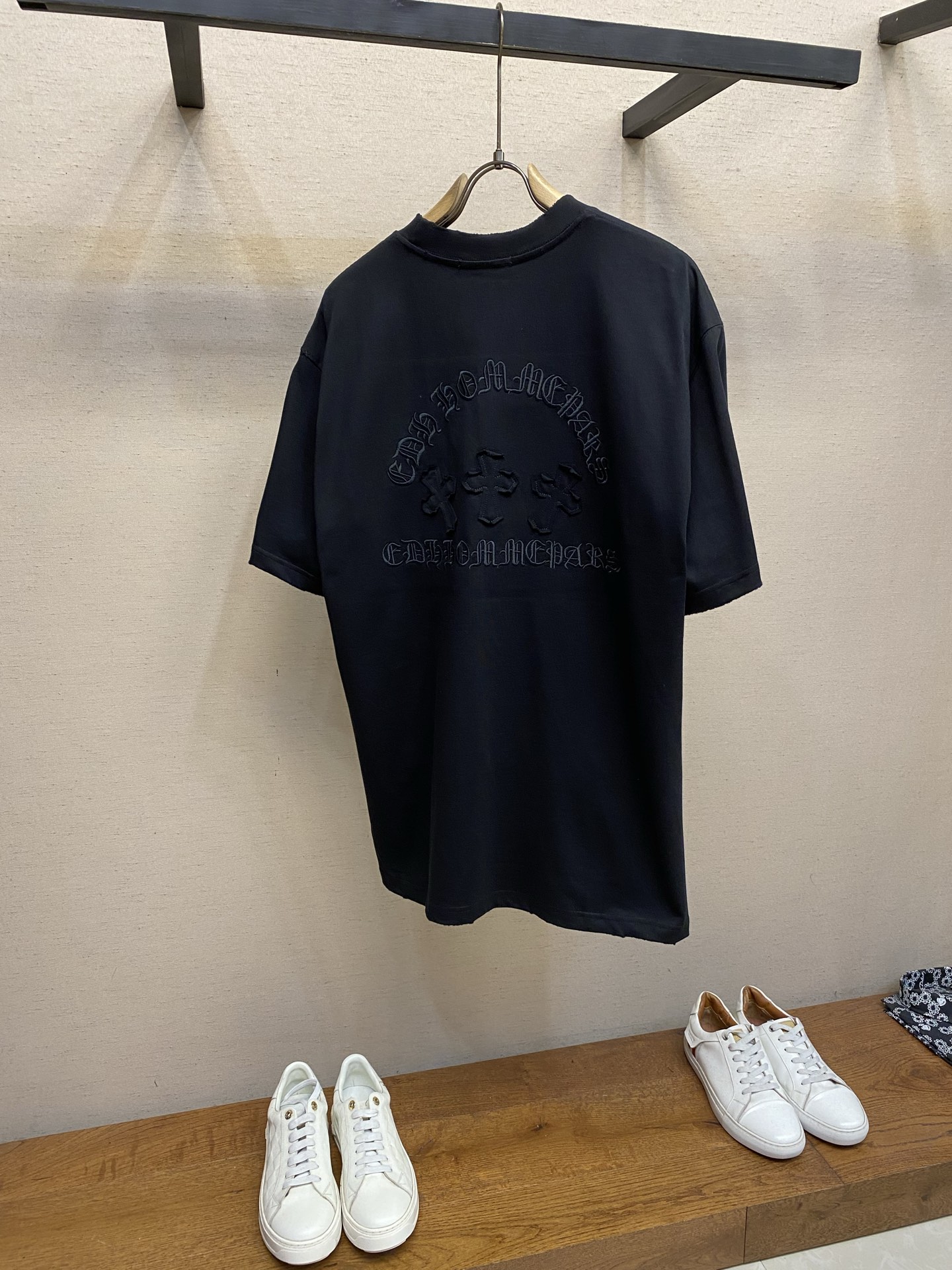 🌟🌟，Chrome Hearts克罗心新款 重磅高克重纯棉面料 贴布十字架logo刺绣 宽松圆领短袖 男