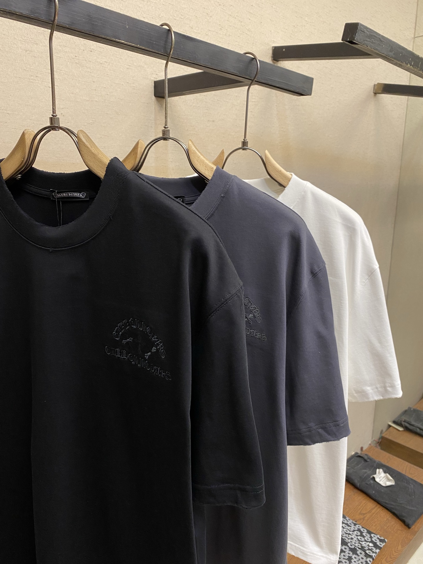 🌟🌟，Chrome Hearts克罗心新款 重磅高克重纯棉面料 贴布十字架logo刺绣 宽松圆领短袖 男