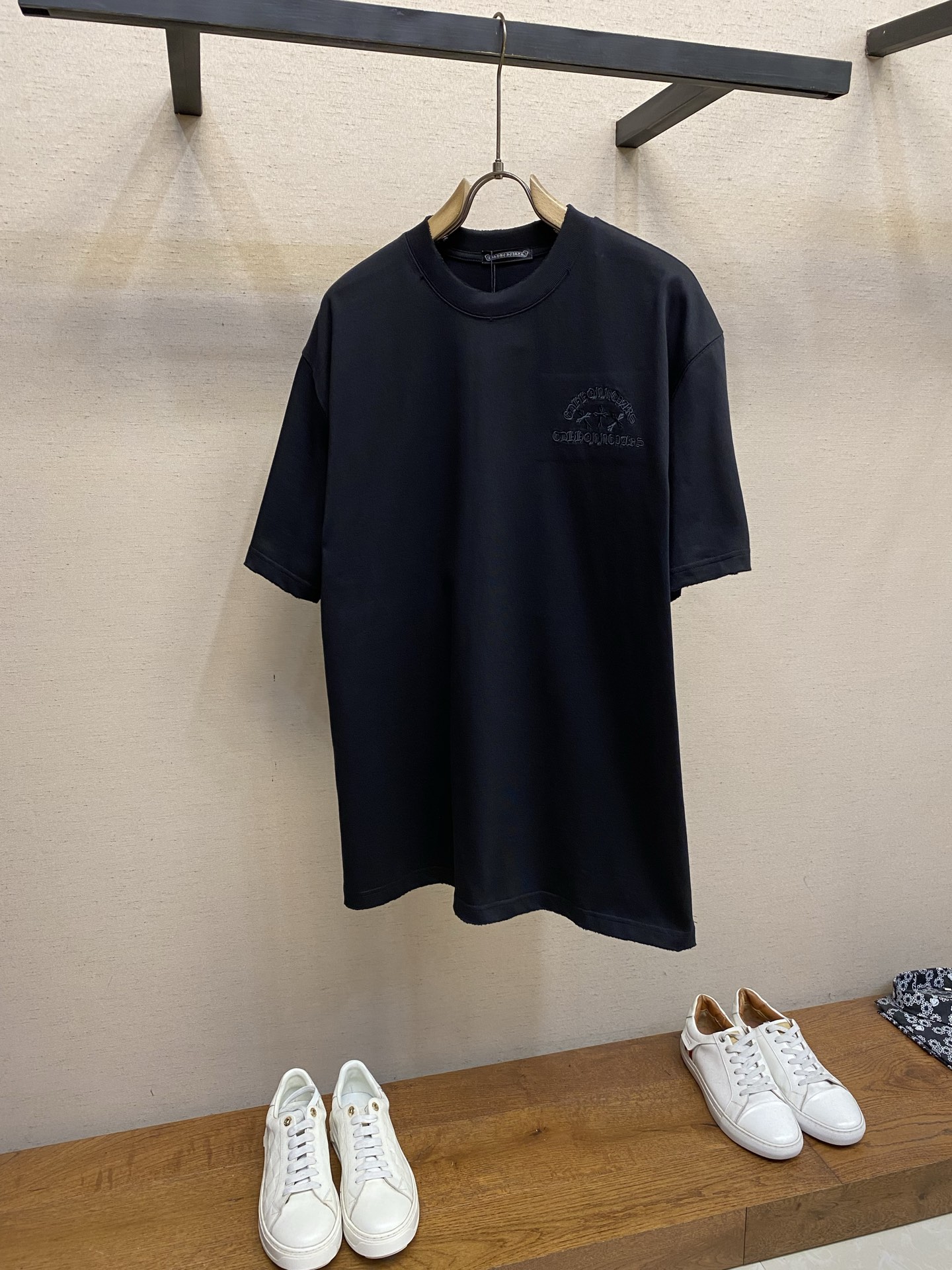 🌟🌟，Chrome Hearts克罗心新款 重磅高克重纯棉面料 贴布十字架logo刺绣 宽松圆领短袖 男