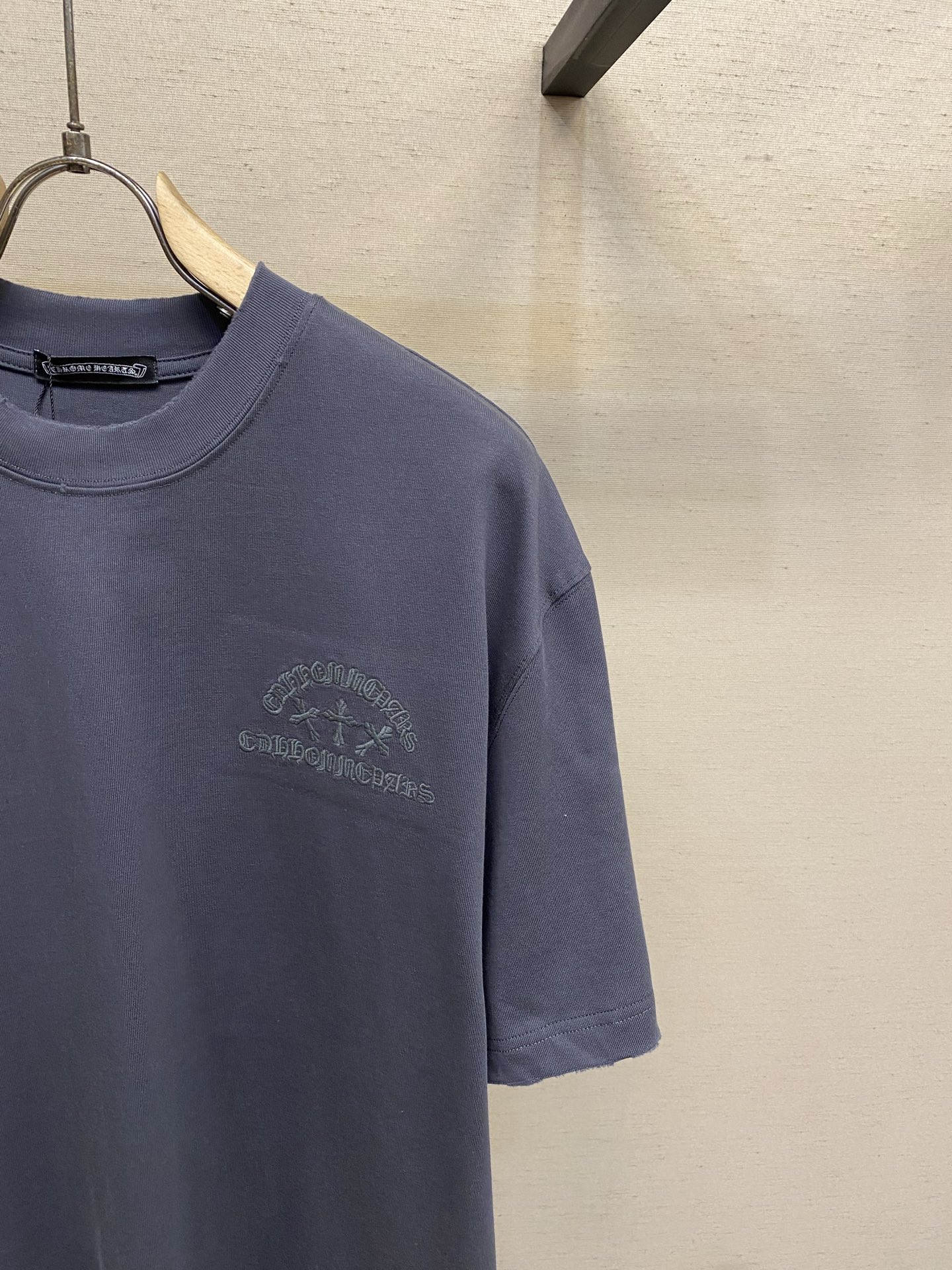 🌟🌟，Chrome Hearts克罗心新款 重磅高克重纯棉面料 贴布十字架logo刺绣 宽松圆领短袖 男