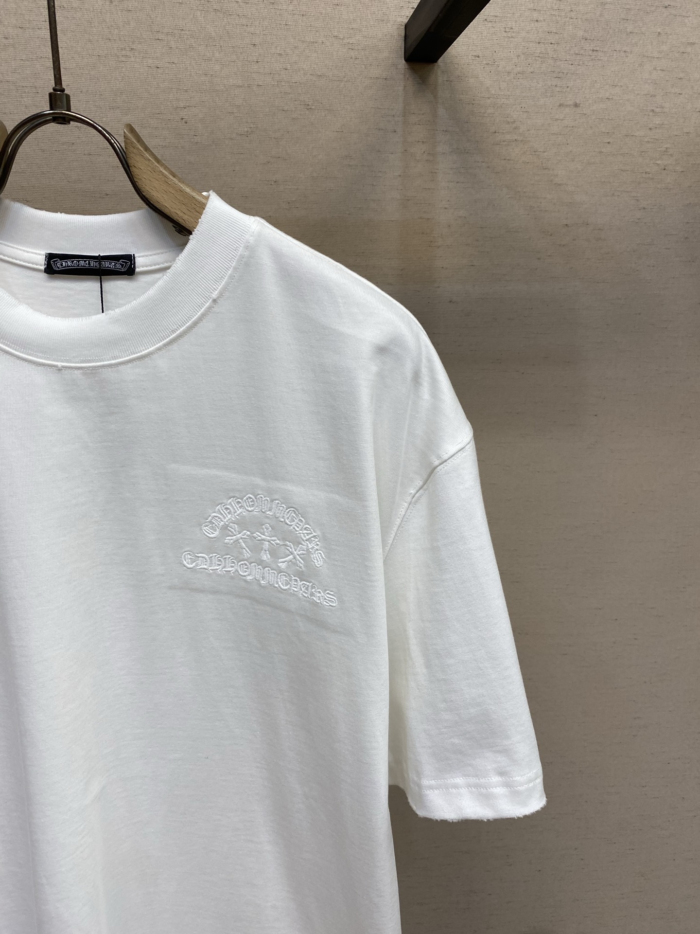 🌟🌟，Chrome Hearts克罗心新款 重磅高克重纯棉面料 贴布十字架logo刺绣 宽松圆领短袖 男