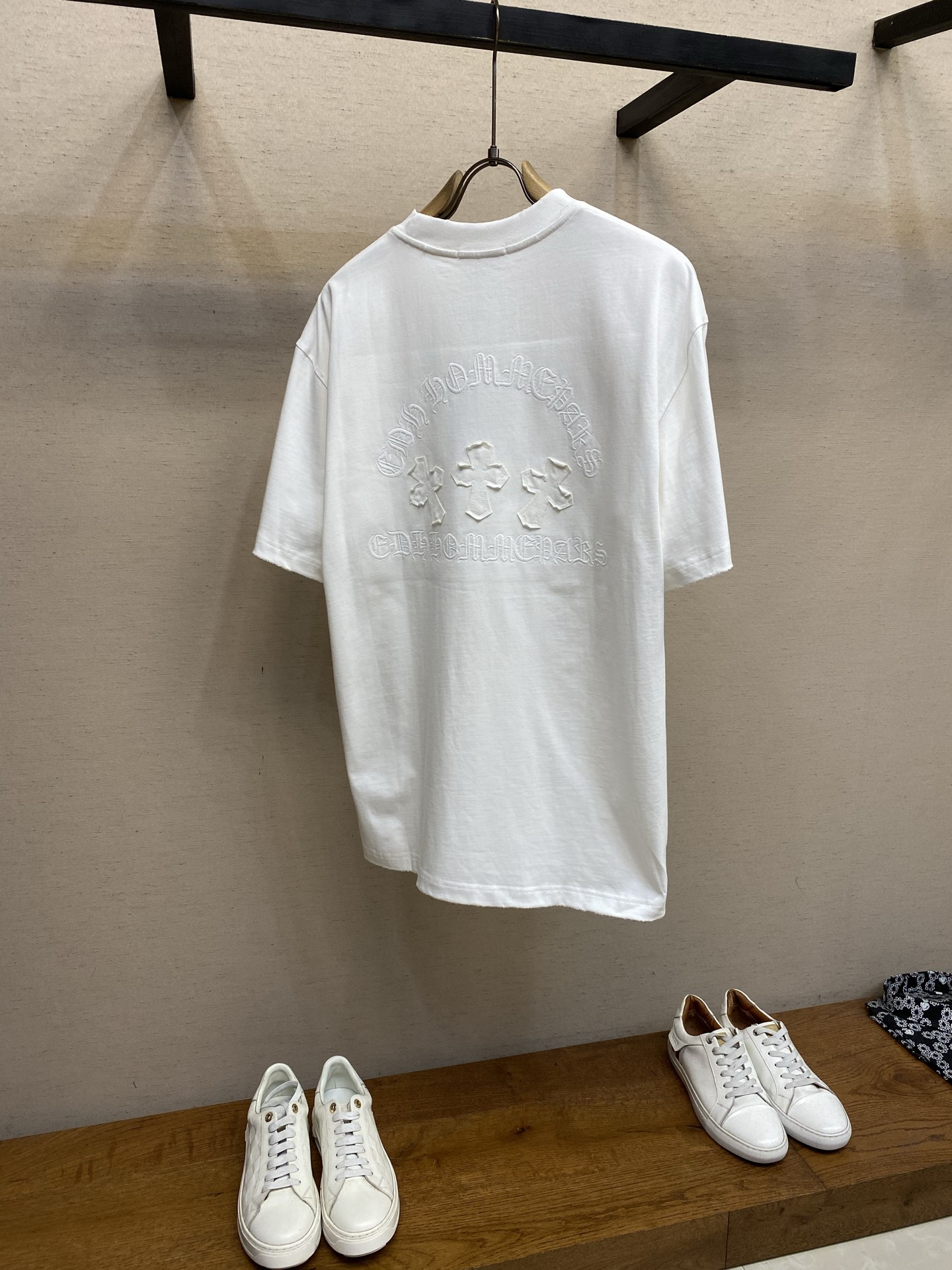 🌟🌟，Chrome Hearts克罗心新款 重磅高克重纯棉面料 贴布十字架logo刺绣 宽松圆领短袖 男