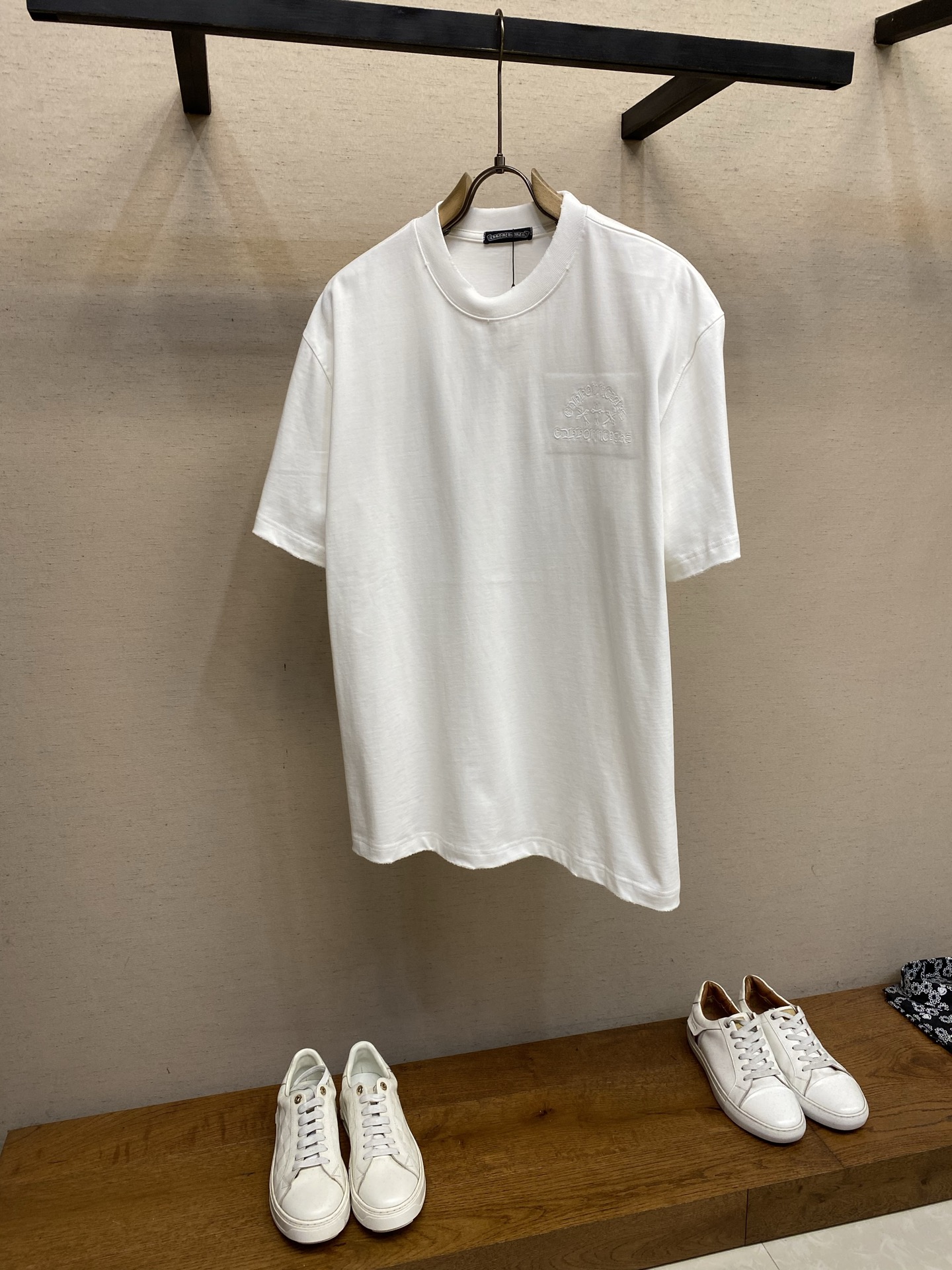 🌟🌟，Chrome Hearts克罗心新款 重磅高克重纯棉面料 贴布十字架logo刺绣 宽松圆领短袖 男