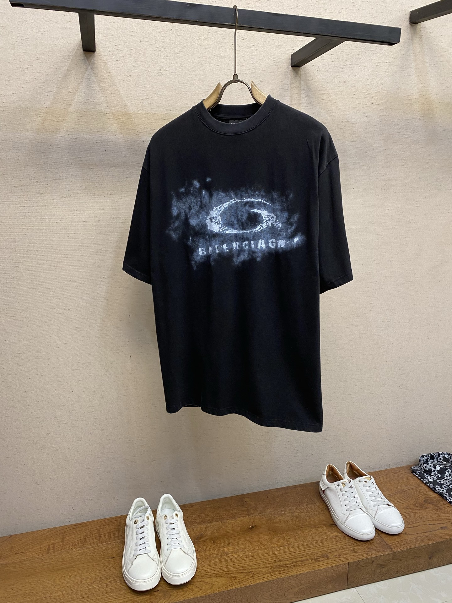 🌟🌟，Balenciaga 巴黎世家新款LOGO印花OS宽松版型圆领纯棉短袖尺码：XS-LXS：衣长73