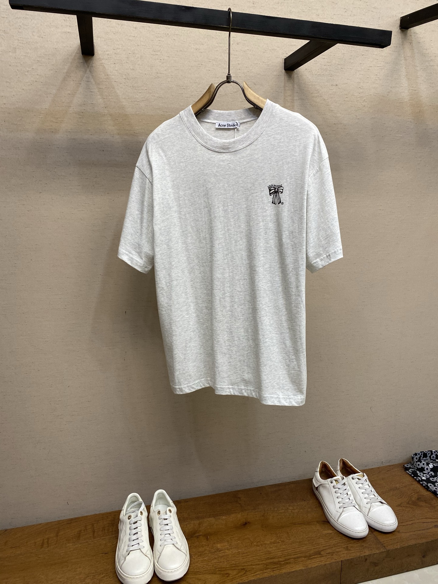 🌟🌟，Acne studios新款圆领纯棉宽松蝴蝶结🎀印花短袖 男女同款尺码：S-XLS：衣长72 胸围