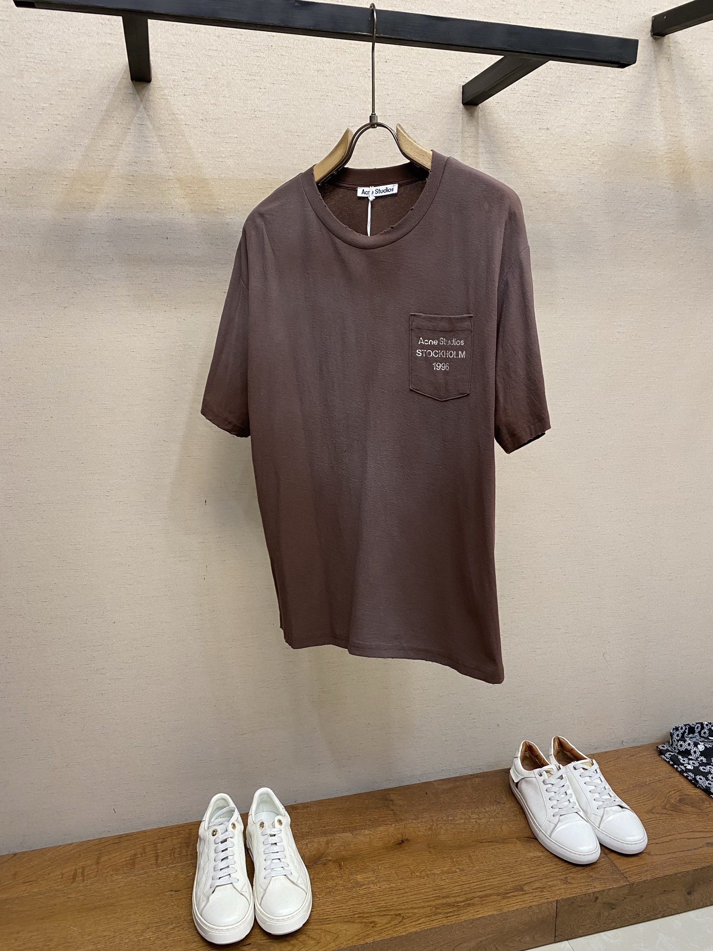 🌟🌟，Acne studios新款圆领纯棉宽松口袋logo印花短袖 男女同款尺码：S-XL