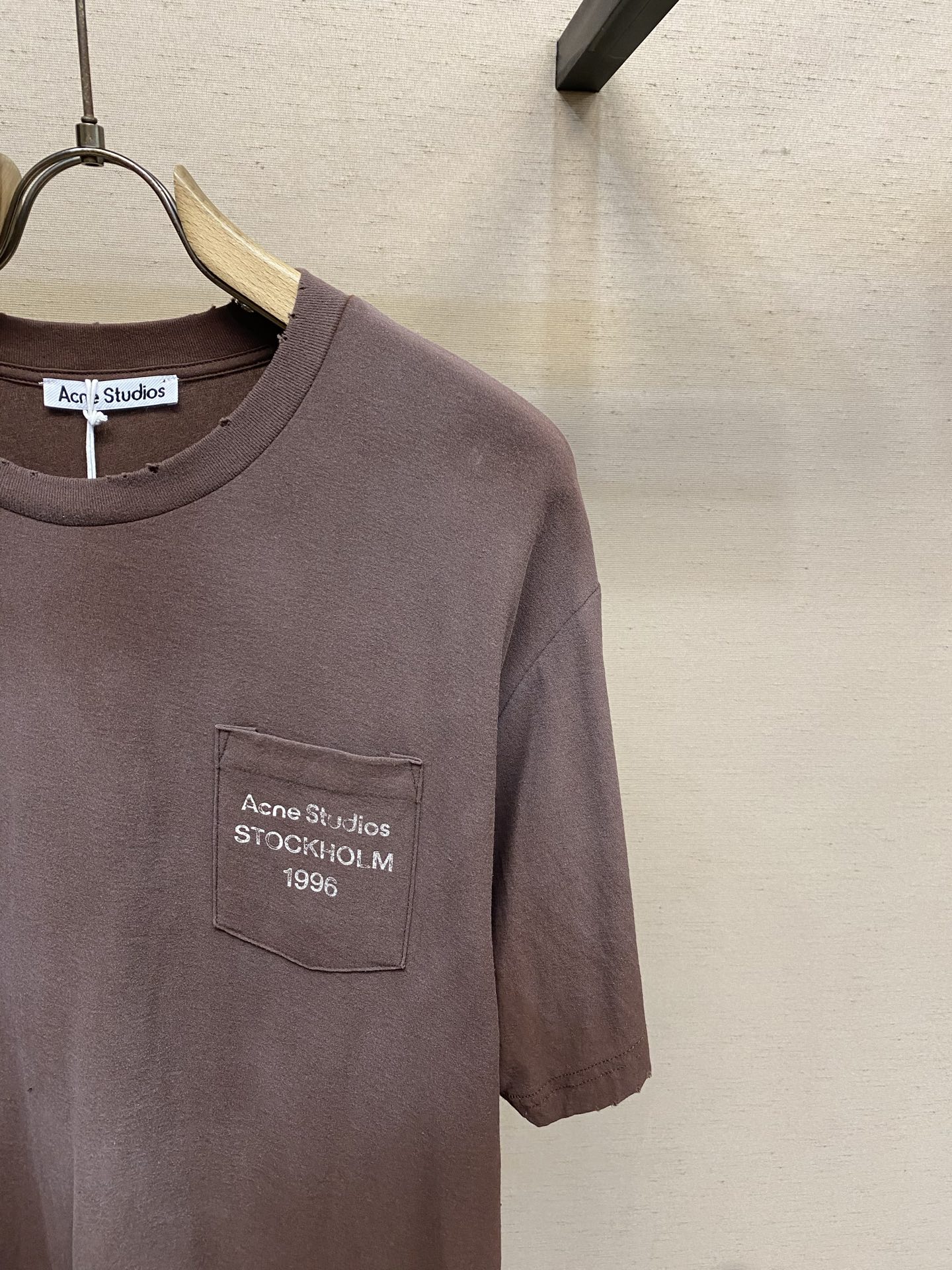 🌟🌟，Acne studios新款圆领纯棉宽松口袋logo印花短袖 男女同款尺码：S-XL