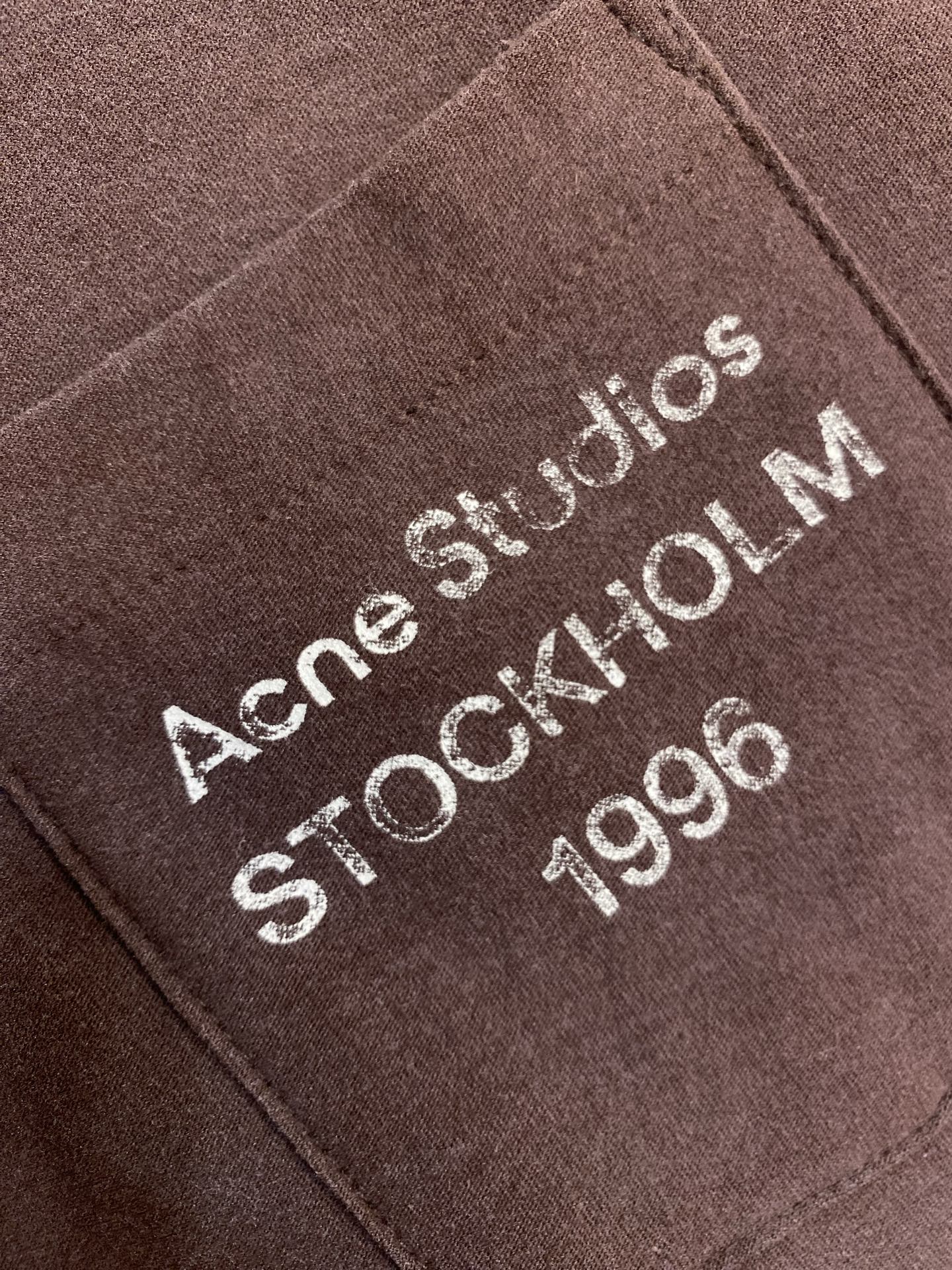 🌟🌟，Acne studios新款圆领纯棉宽松口袋logo印花短袖 男女同款尺码：S-XL