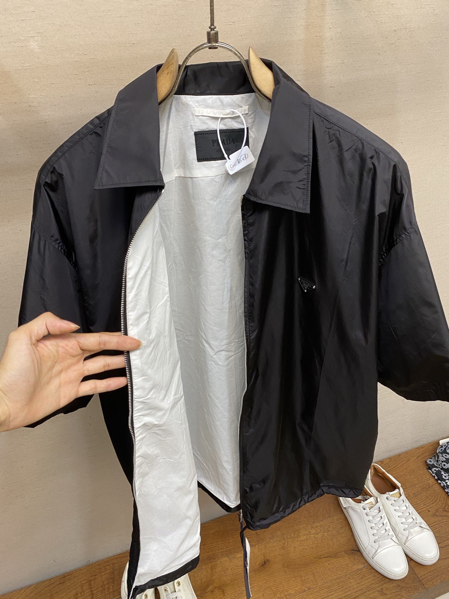 🌟🌟 Prada，三角标双层短袖尼龙衬衣尺码：S-XL