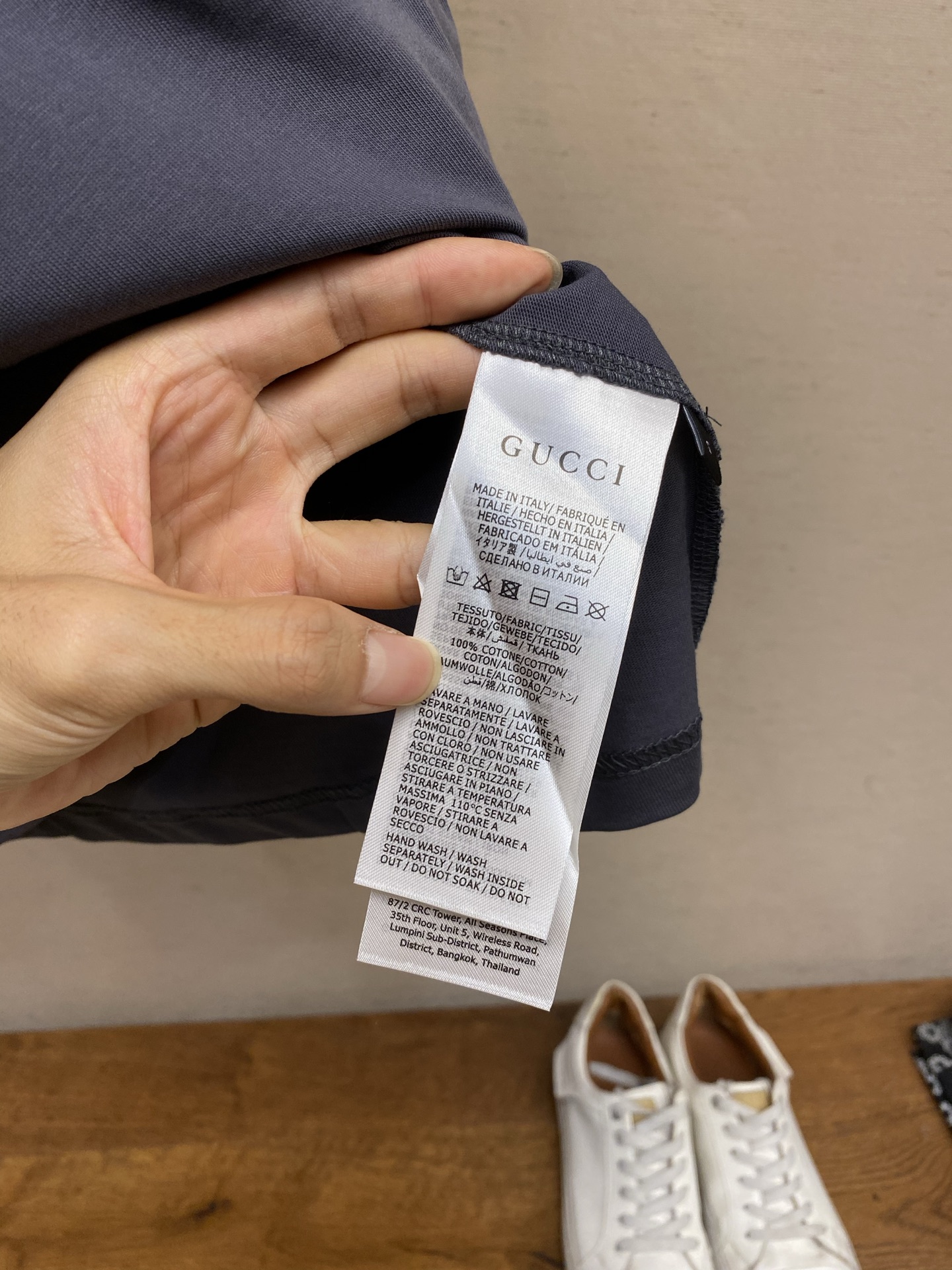 🌟🌟Gucci，互扣织带圆领短袖⚠️原¥4550购买；深灰色轻质针织棉、饰互扣式双G Web织带、圆领落