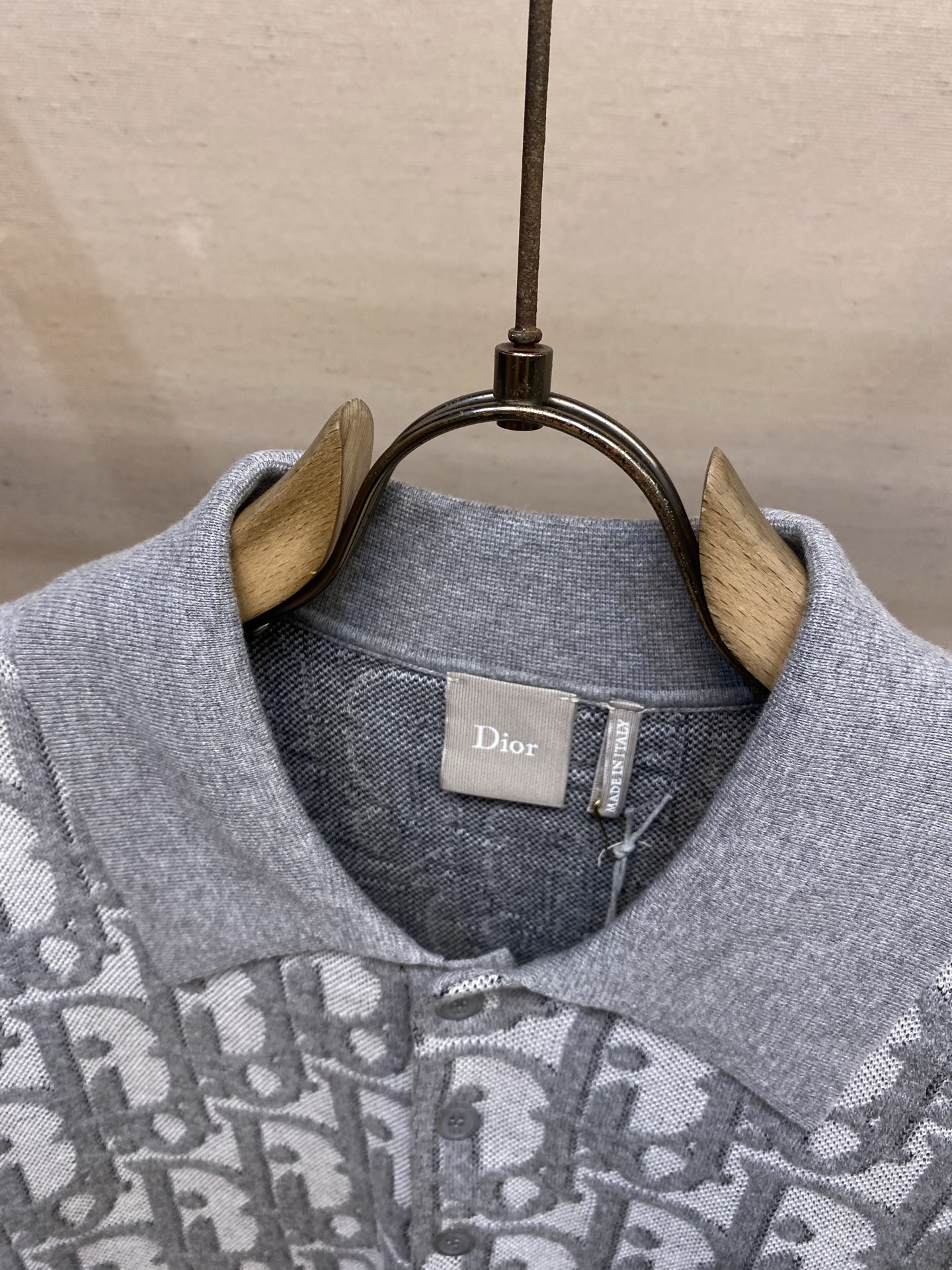 🌟🌟Dior，CD  Oblique 灰色提花针织Polo本款DIOR OBLIQUE针织短袖Polo衫