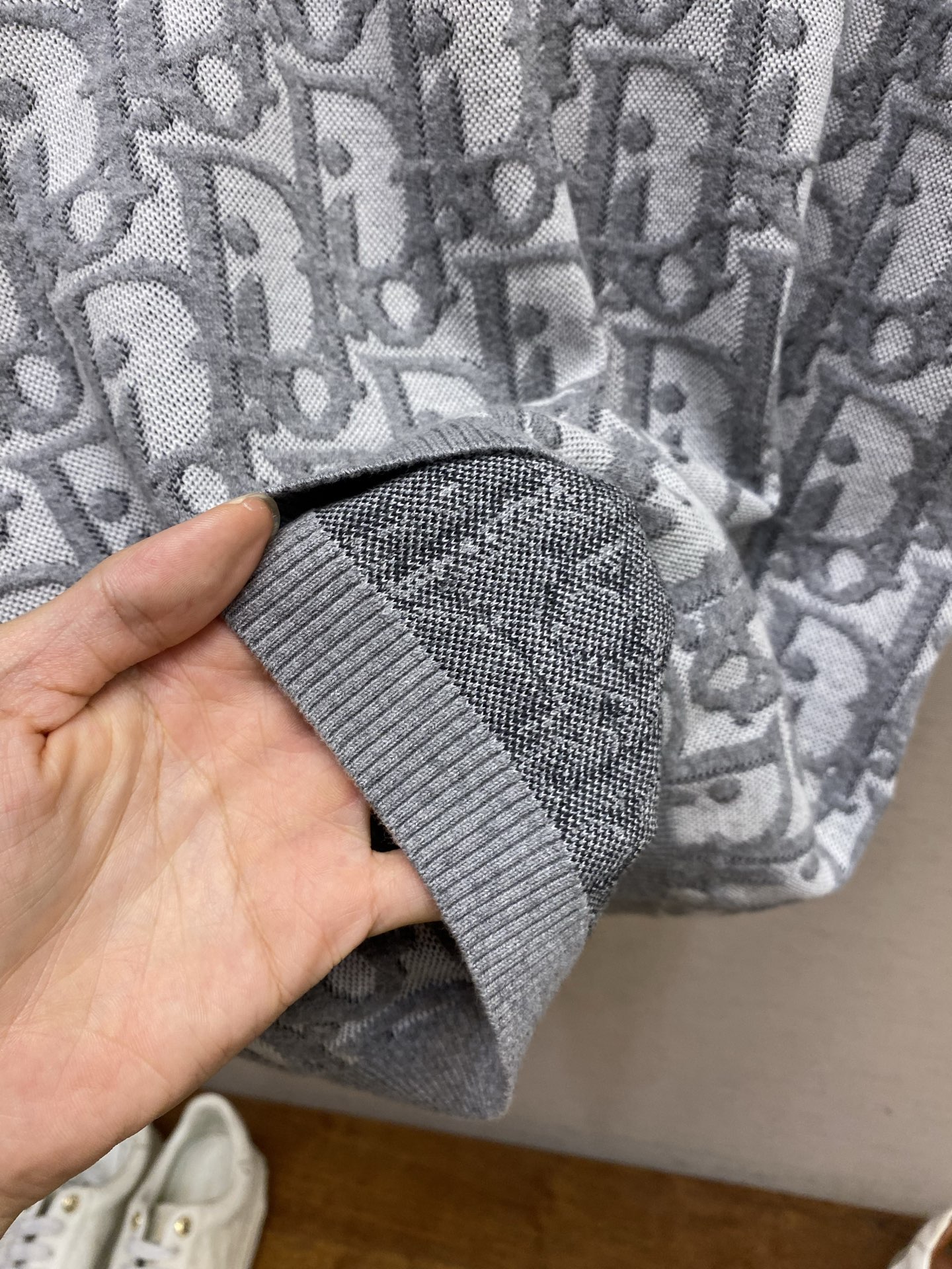 🌟🌟Dior，CD  Oblique 灰色提花针织Polo本款DIOR OBLIQUE针织短袖Polo衫
