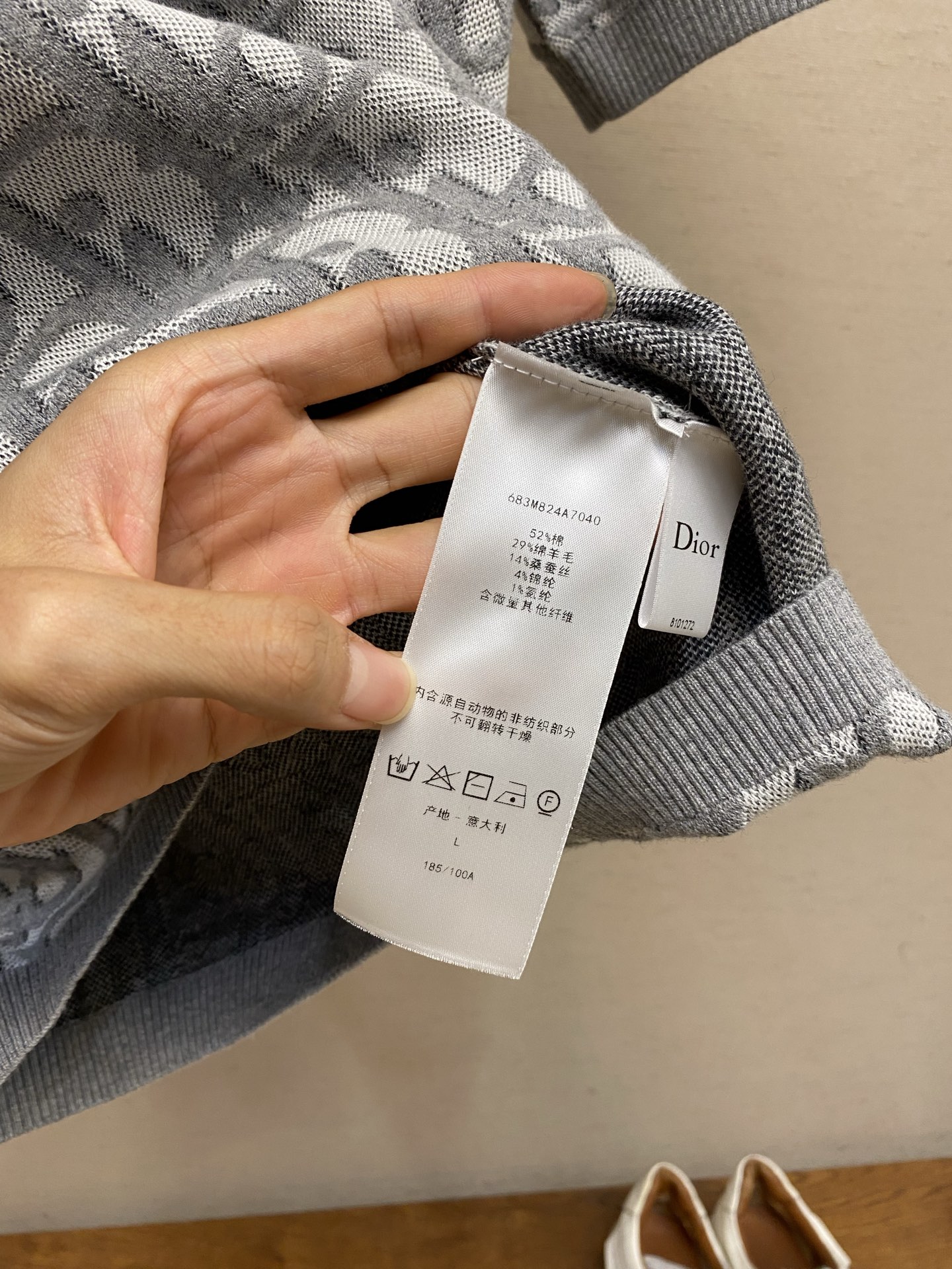 🌟🌟Dior，CD  Oblique 灰色提花针织Polo本款DIOR OBLIQUE针织短袖Polo衫