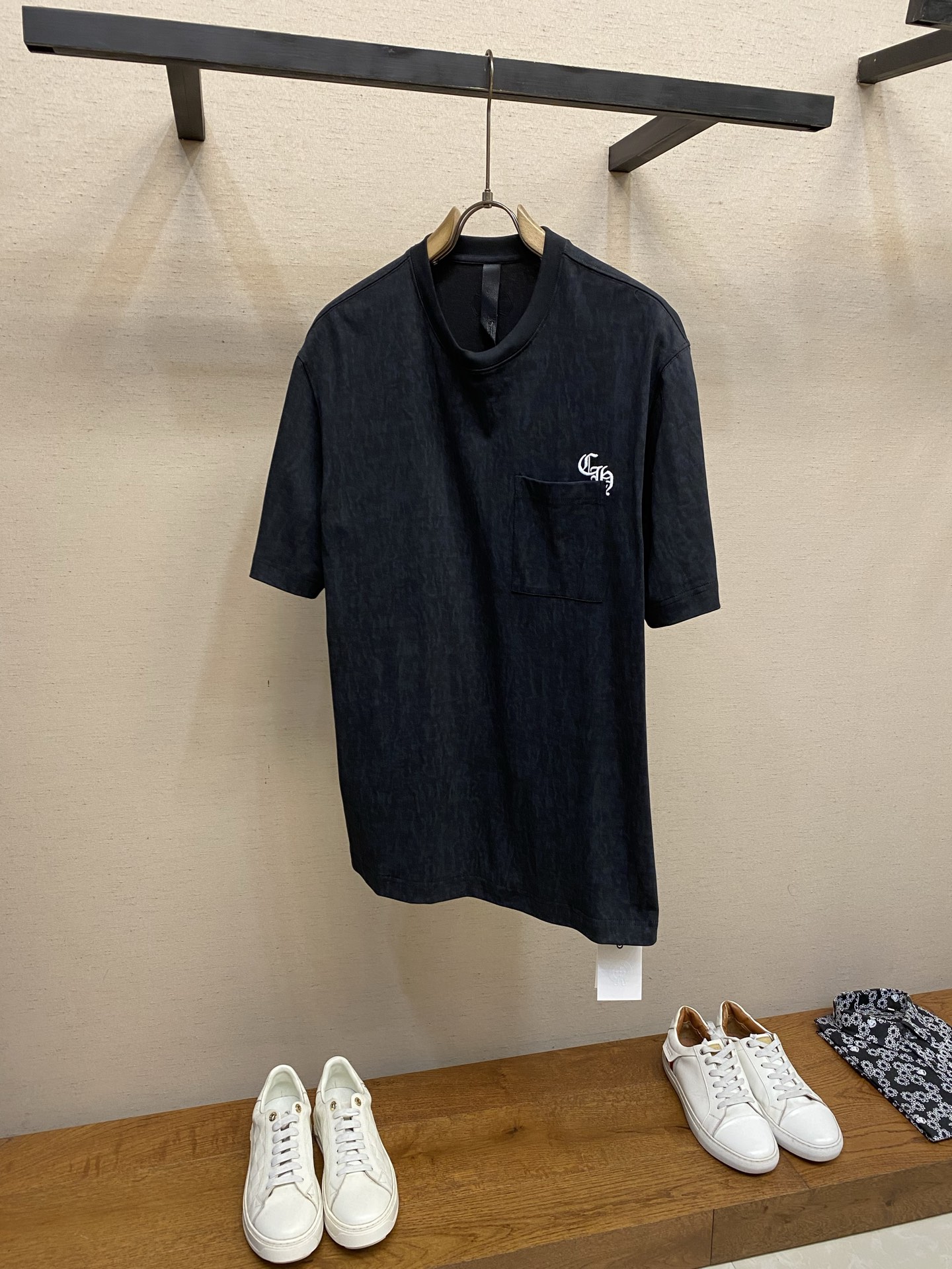 🌟🌟 CH，，夏装新款 水洗做旧黑灰色棉面料 皮牌十字架刺绣 宽松版型 男女同款 尺码：S-XL