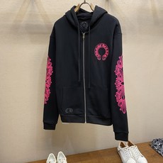 🌟🌟,,Chrome Hearts克罗心黑粉马蹄印花拉链帽衫 面料采用重磅380克精梳纯棉卫衣布抓绒内里,紧密平纹针织 🌟🌟,,Chrome Hearts克罗心黑粉马蹄印花拉链帽衫 面料采用重磅380克精梳纯棉卫衣布抓绒内里,紧密平纹针织
