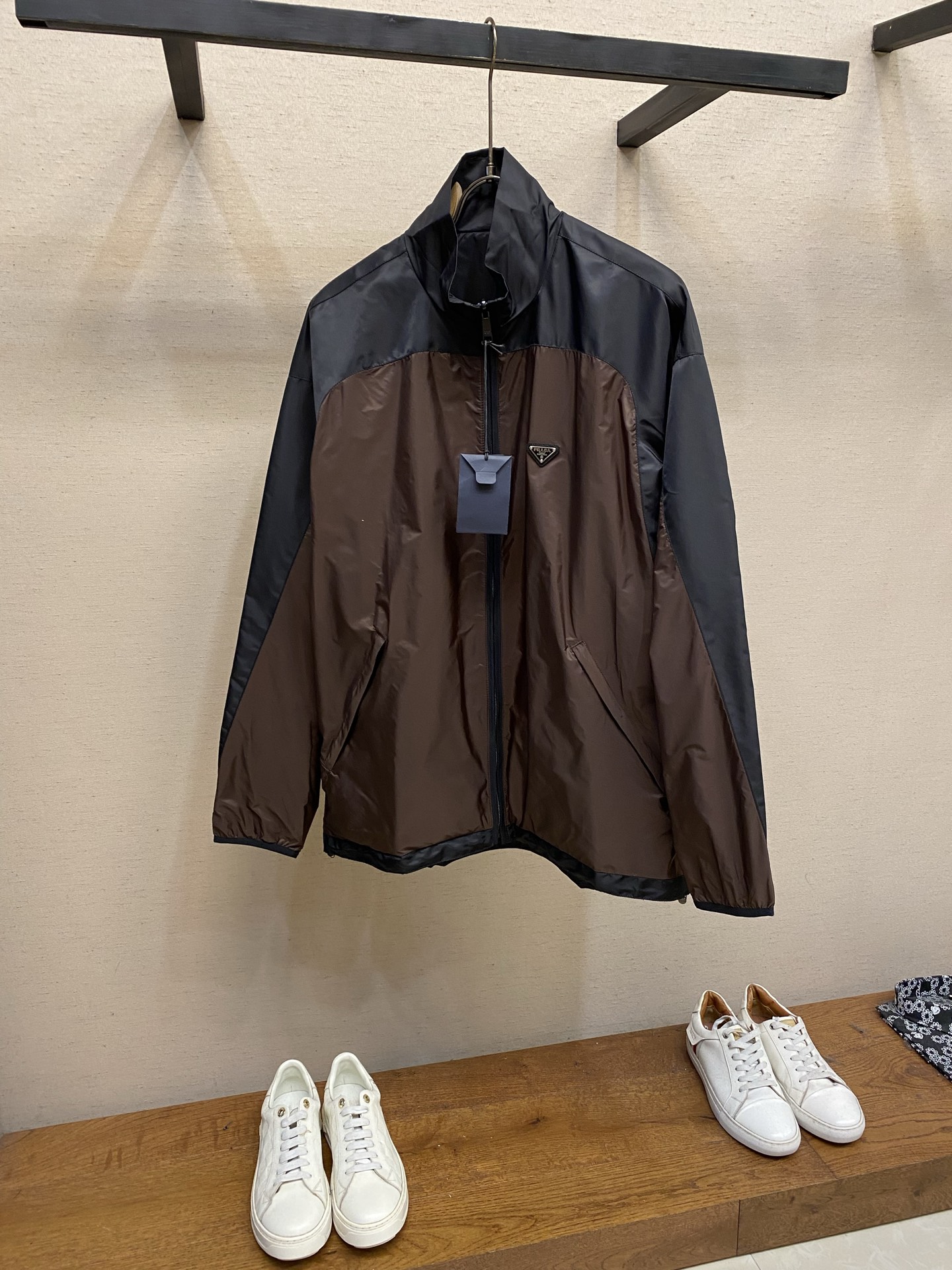 Prada Brown Colorblock Zip-Up Jacket