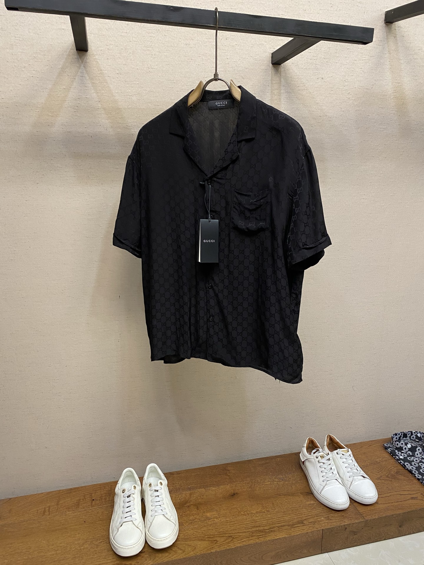 Gucci Black Short Sleeve Camp Collar Shirt