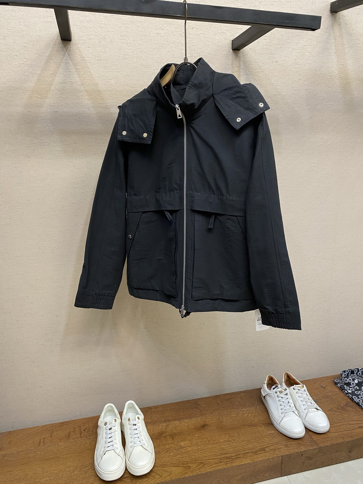 Bottega Veneta Black Hooded Zip-Up Jacket