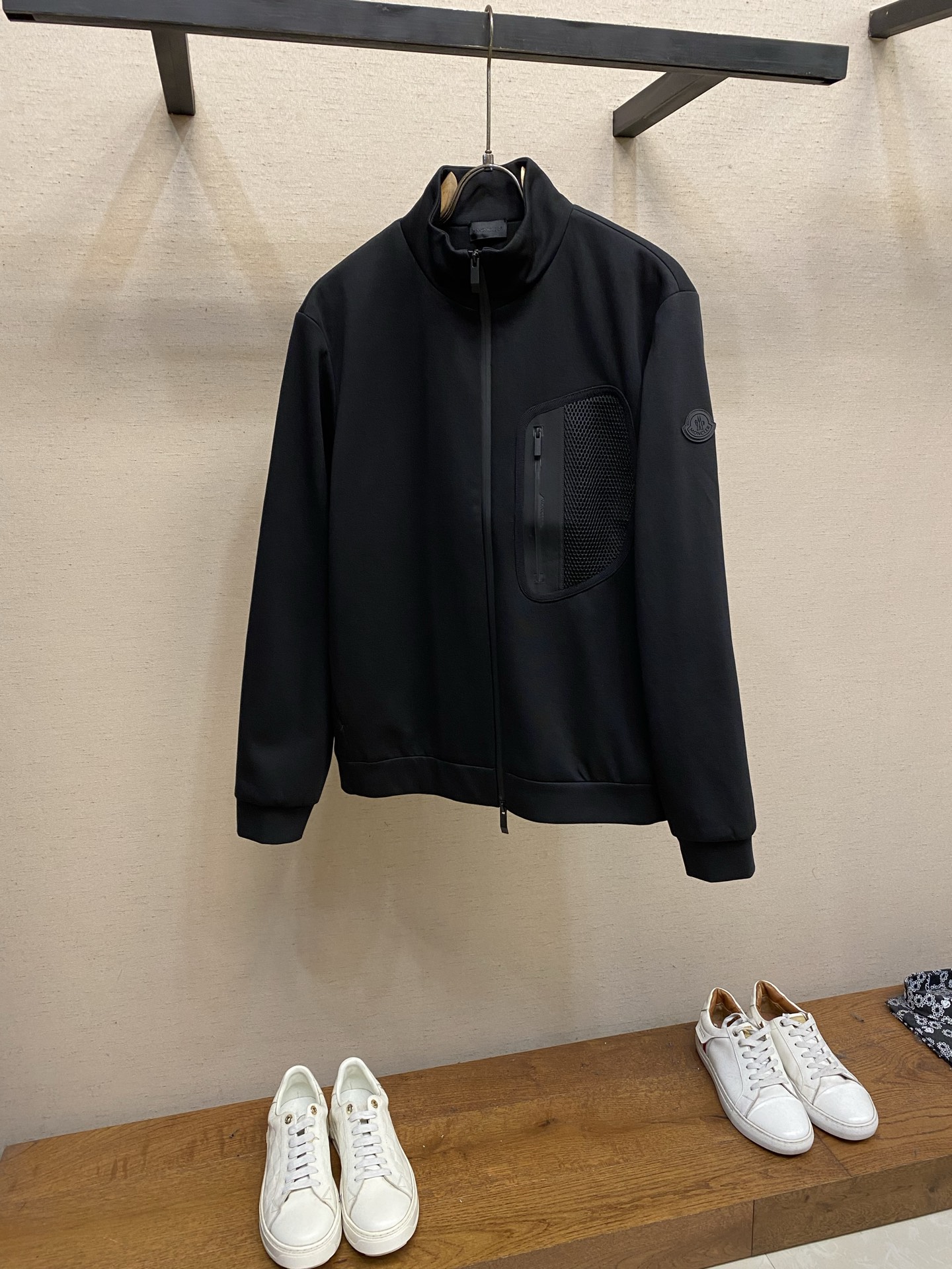 Moncler Black Chest Pocket Zip-Up Jacket