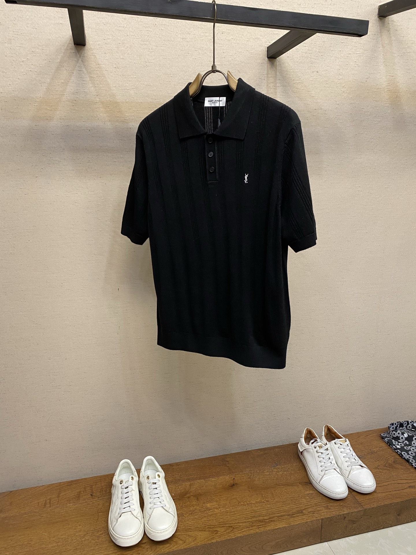 Saint Laurent Black Small Logo Polo Shirt
