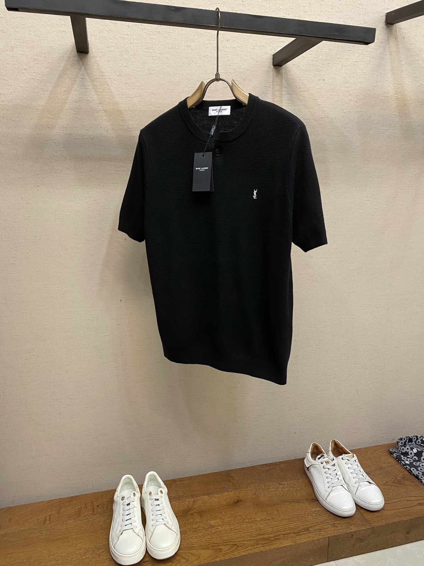 Saint Laurent Black Logo Short Sleeve Top