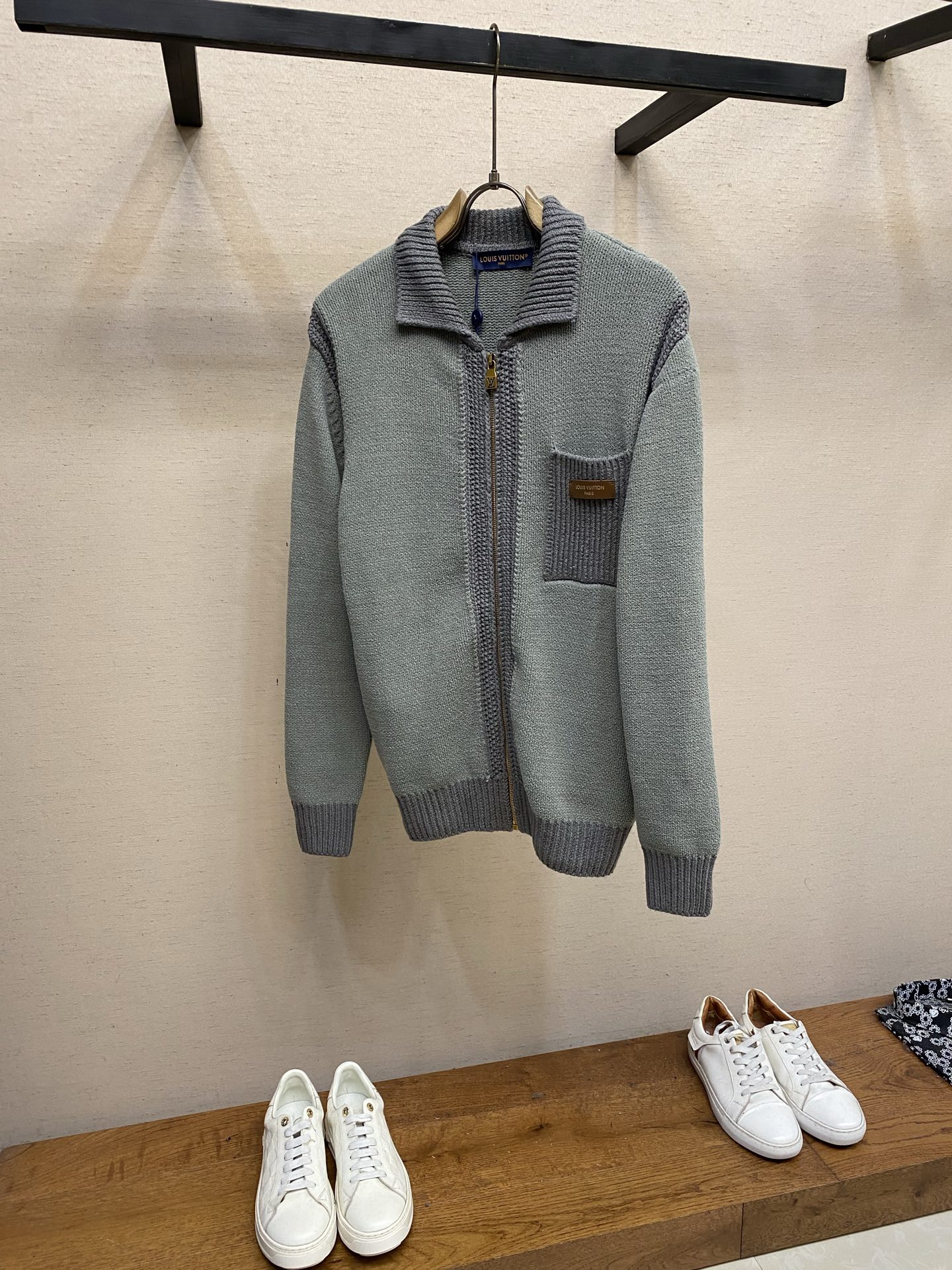Louis Vuitton Gray Zip-Up Cardigan