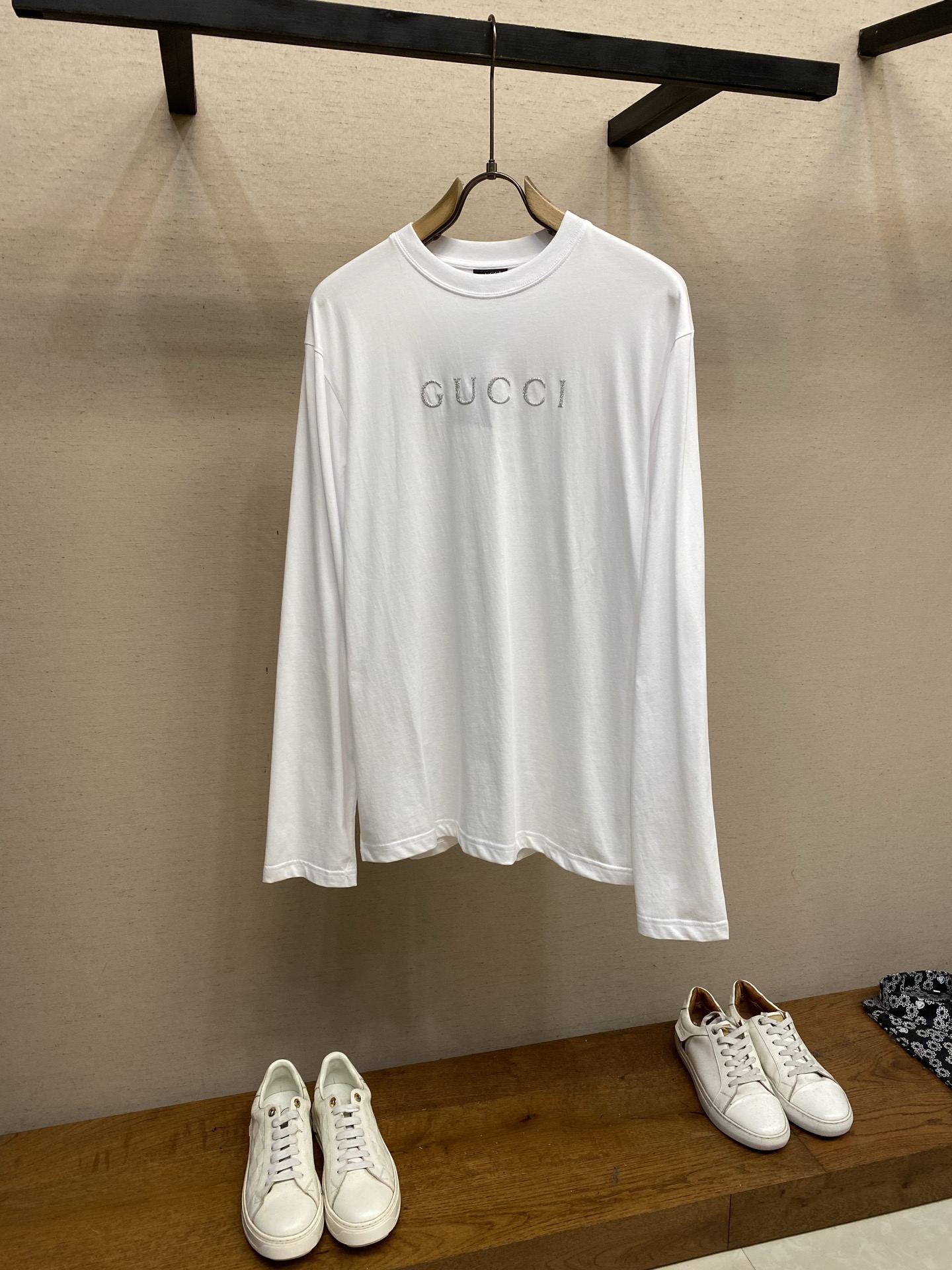 Gucci White Tonal Logo Long Sleeve T-Shirt