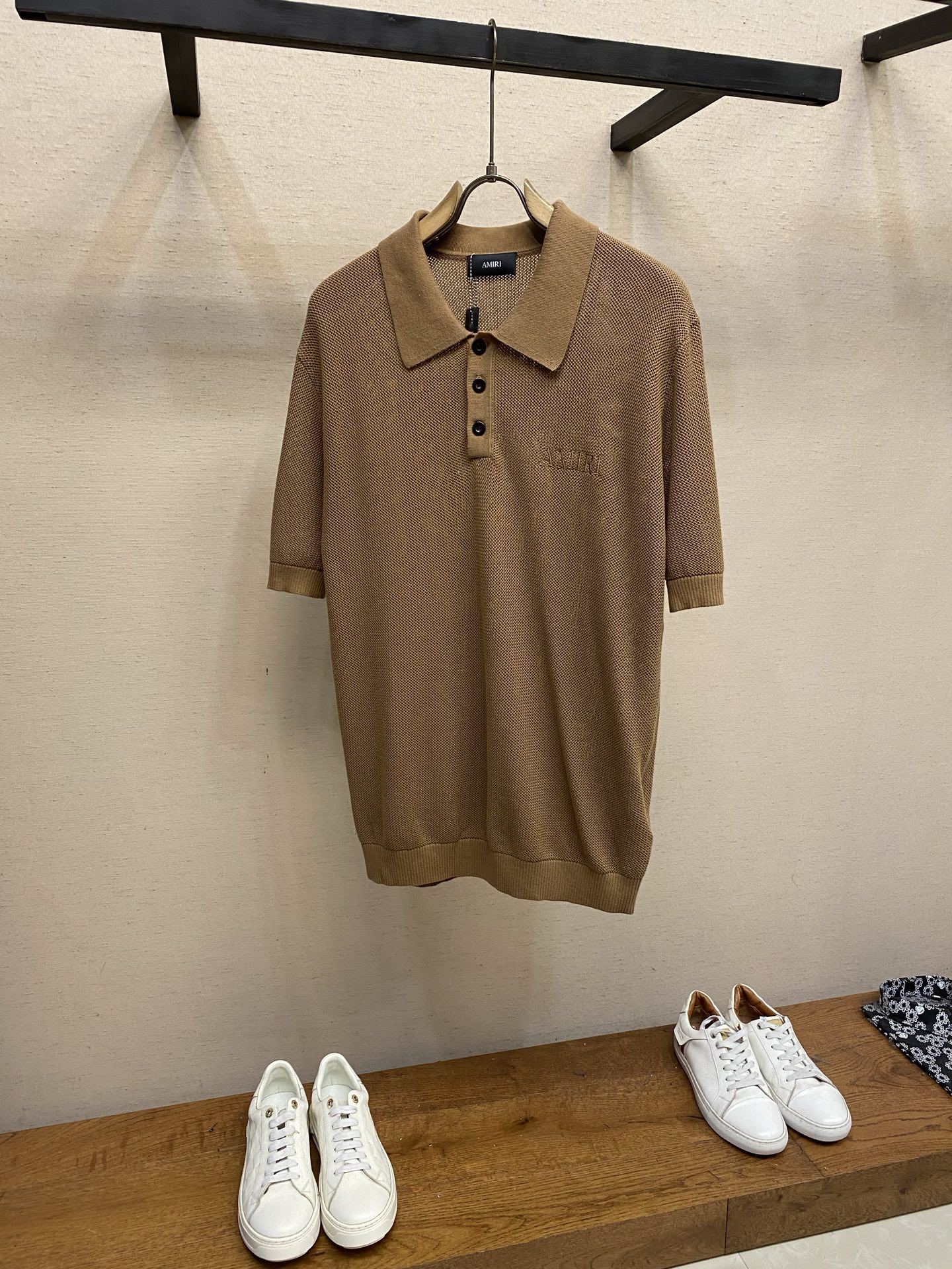 Amiri Brown Short Sleeve Polo Shirt