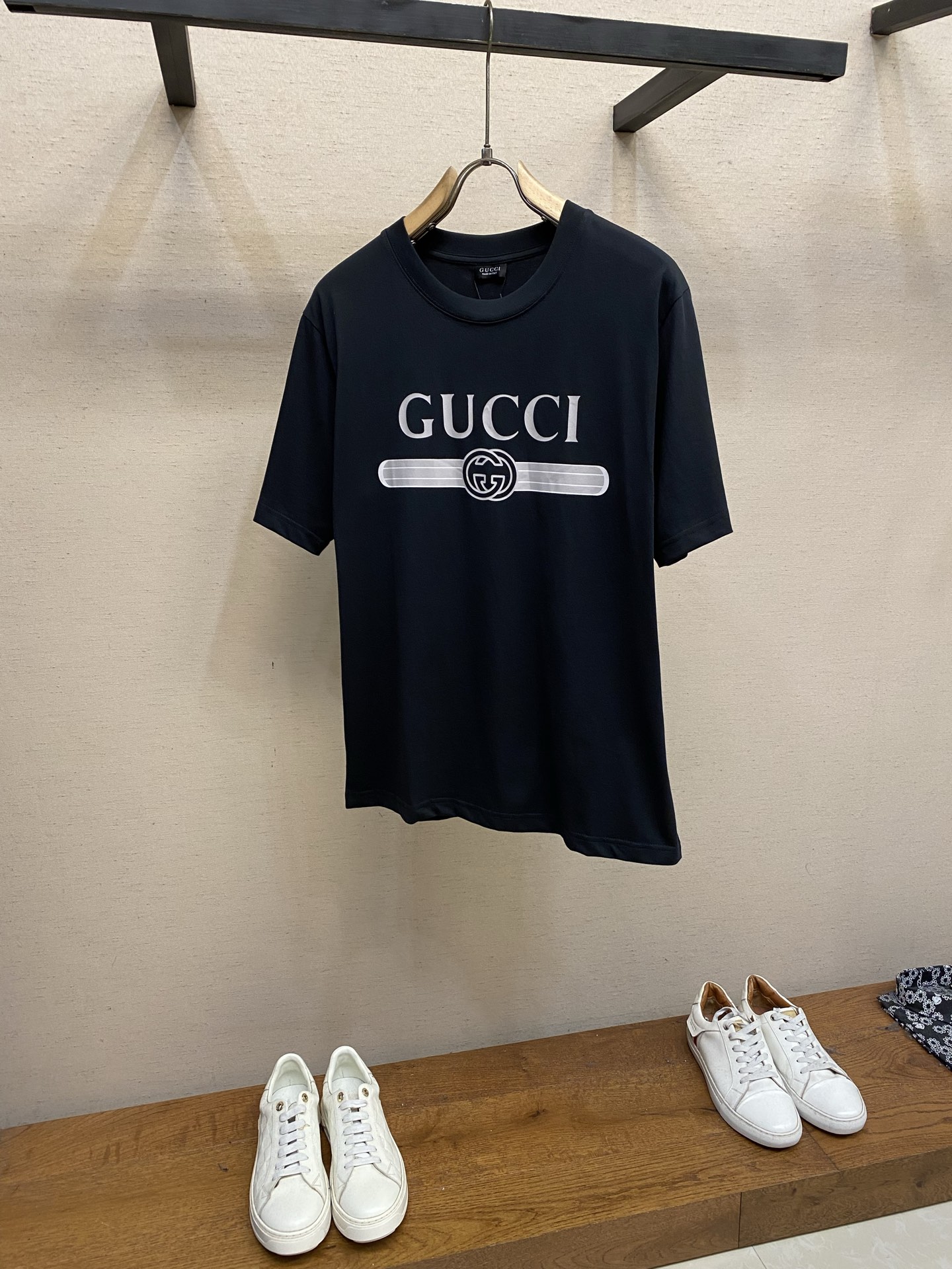 Gucci Black Stripe Emblem T-Shirt