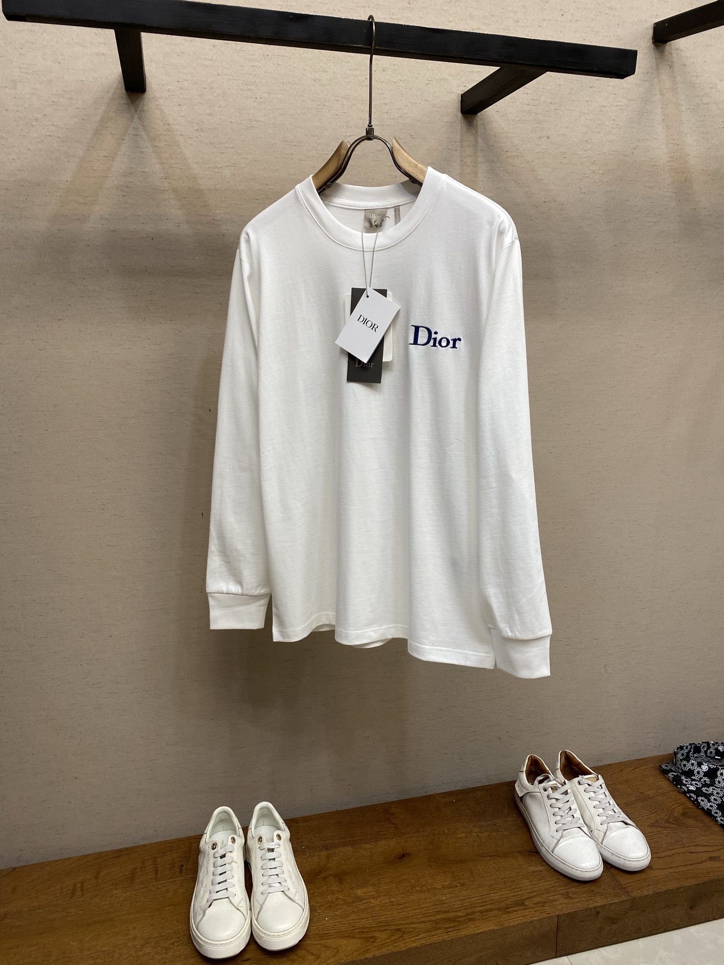 Dior White Logo Long Sleeve T-Shirt