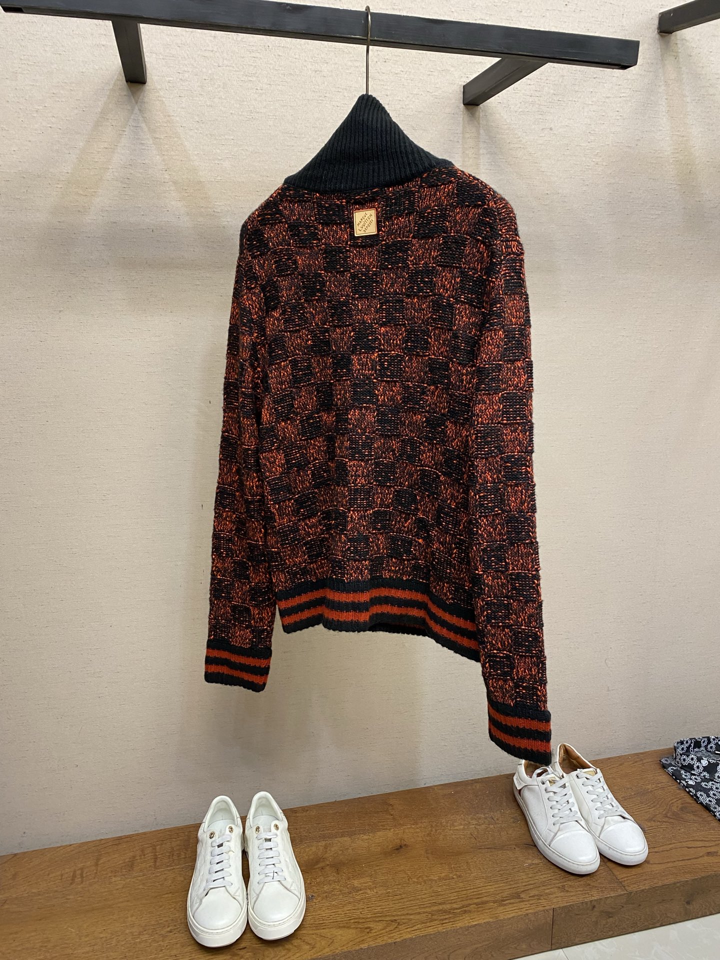 🌟🌟，，1V 路易 LV 棋盘格提花开衫翻领毛衣外套 尺码：S-XL