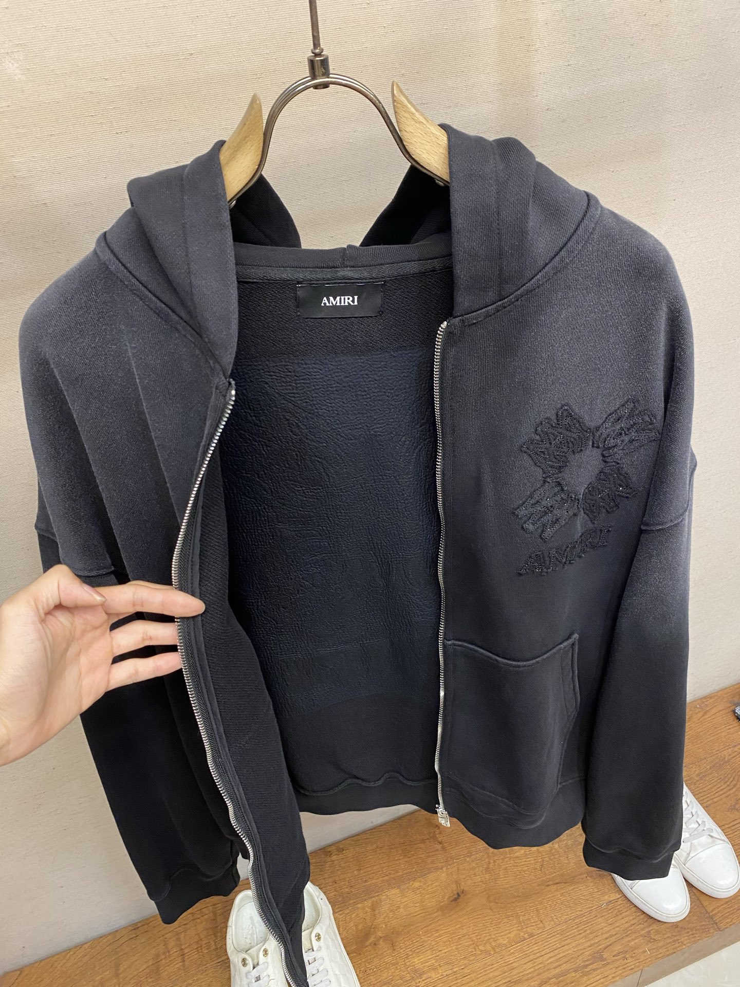 🌟🌟，，AMIRI 新款洗水做旧拉链连帽外套 高克重棉圈 定做五金 宽松版型  尺码：S-XL