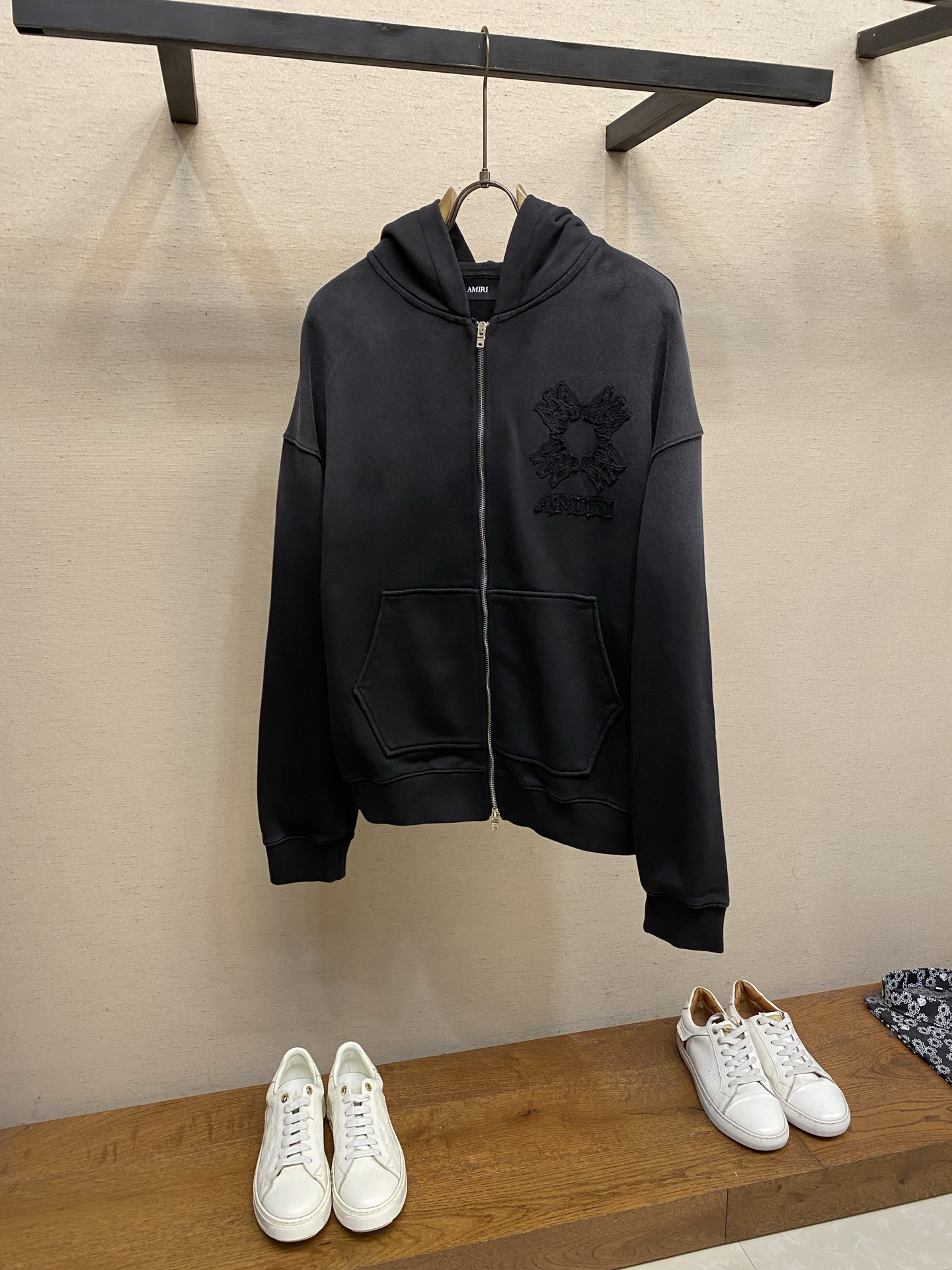 🌟🌟，，AMIRI 新款洗水做旧拉链连帽外套 高克重棉圈 定做五金 宽松版型  尺码：S-XL