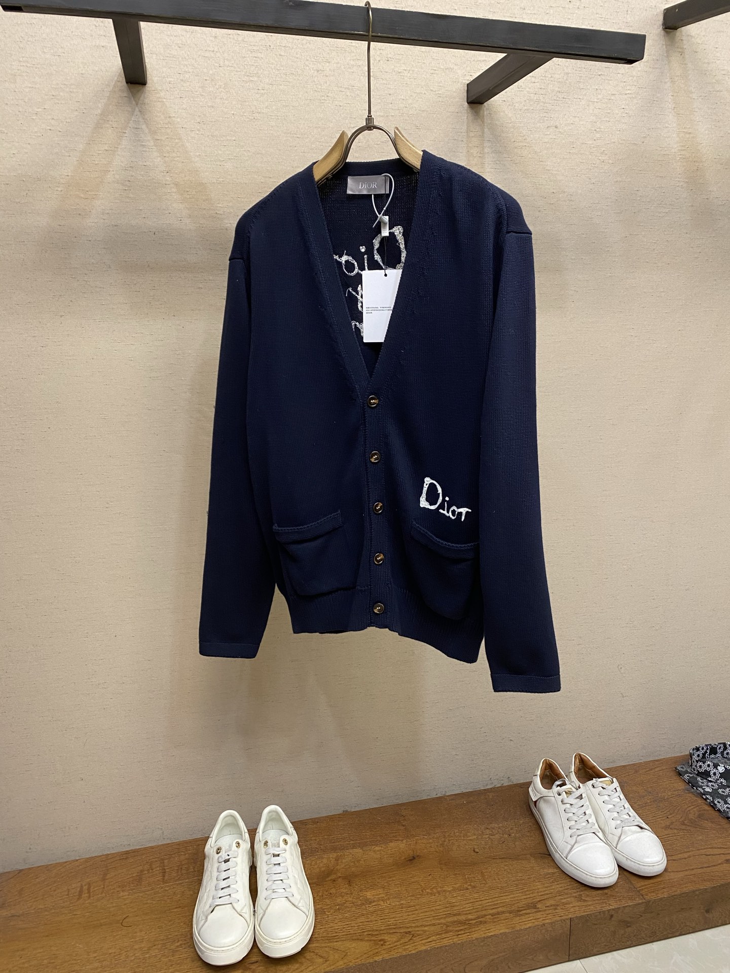 🌟🌟，，Dior 字母提花Logo长袖针织衫毛衣 正品13042购入开发 40支精梳棉混纺绵纱线 采用日本进口(7针)织