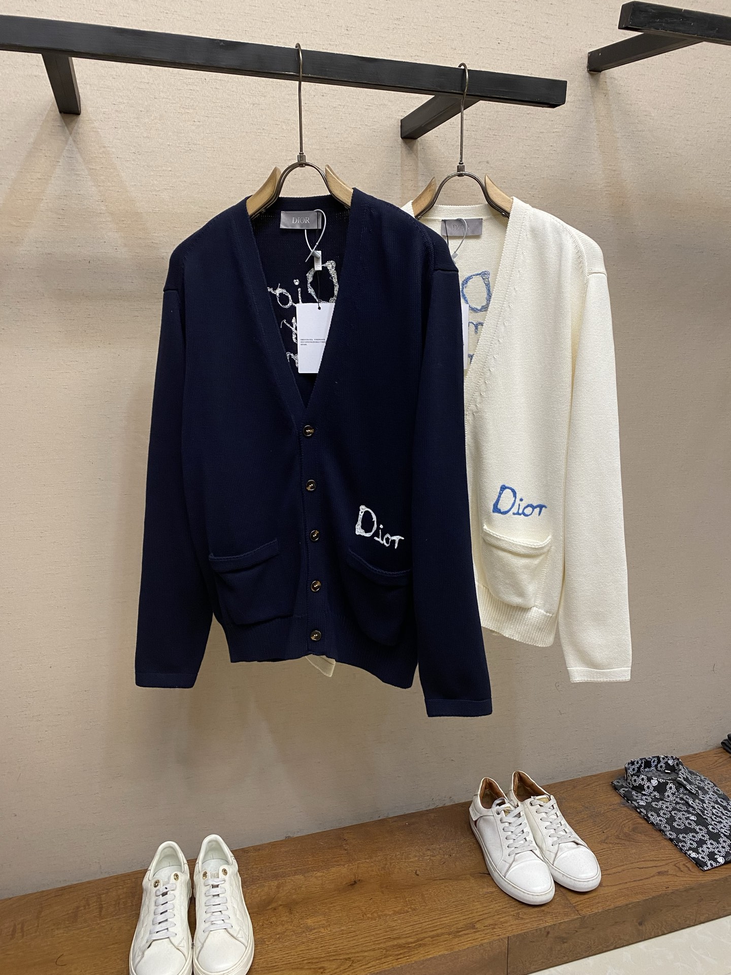 🌟🌟，，Dior 字母提花Logo长袖针织衫毛衣 正品13042购入开发 40支精梳棉混纺绵纱线 采用日本进口(7针)织
