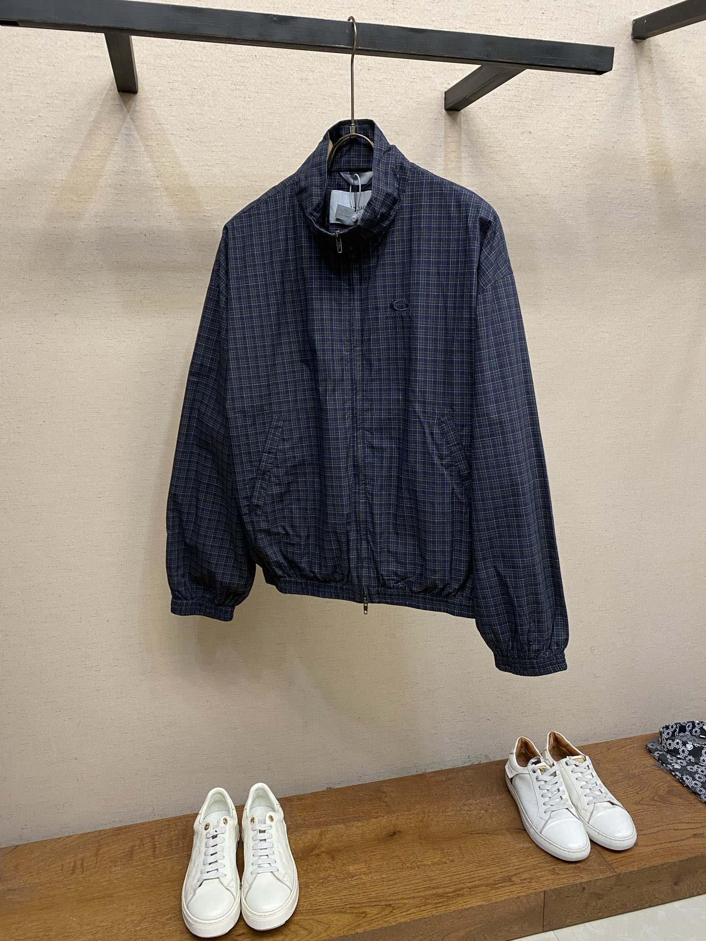 🌟🌟，，Balenciaga 格纹刺绣Logo夹克外套 正品16164购入开发 定制100%精梳棉色织梭织布 进口刺绣 