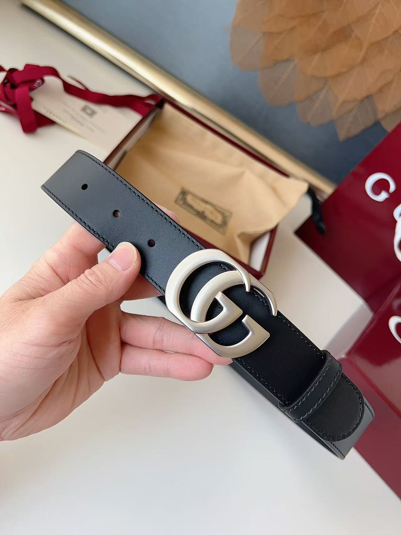 GUCCI 专柜货 原厂进口面料 顶级做工 原单品质 高端商务休闲款 简约百搭 宽度3.5cm