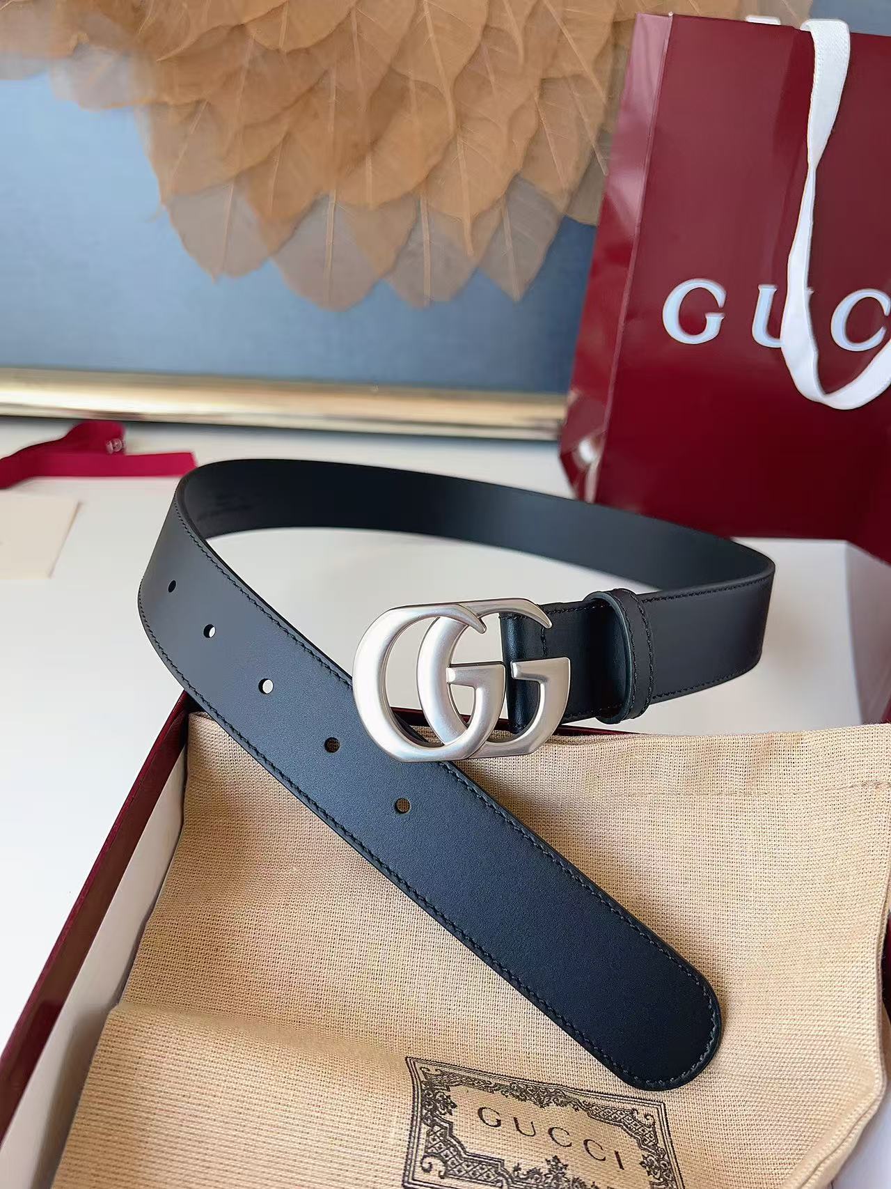 GUCCI 专柜货 原厂进口面料 顶级做工 原单品质 高端商务休闲款 简约百搭 宽度3.5cm