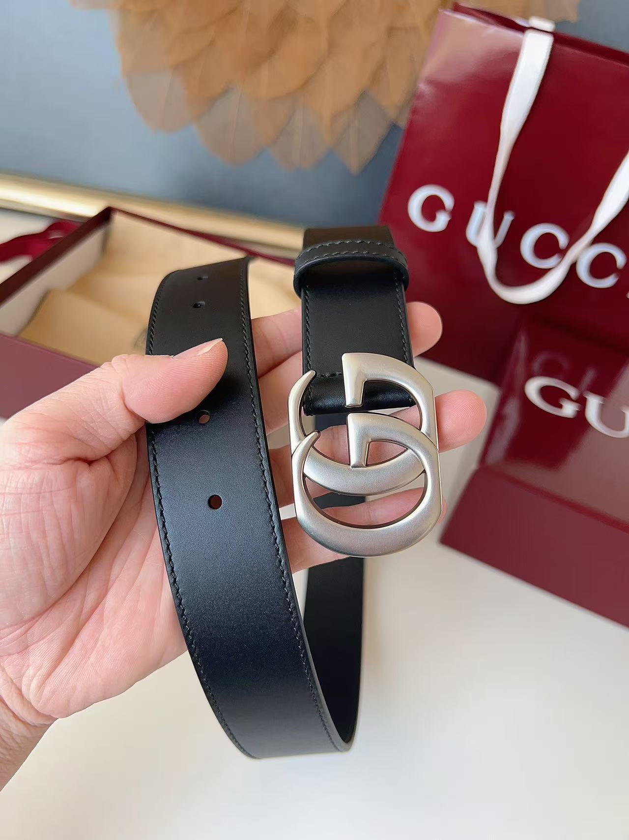 GUCCI 专柜货 原厂进口面料 顶级做工 原单品质 高端商务休闲款 简约百搭 宽度3.5cm