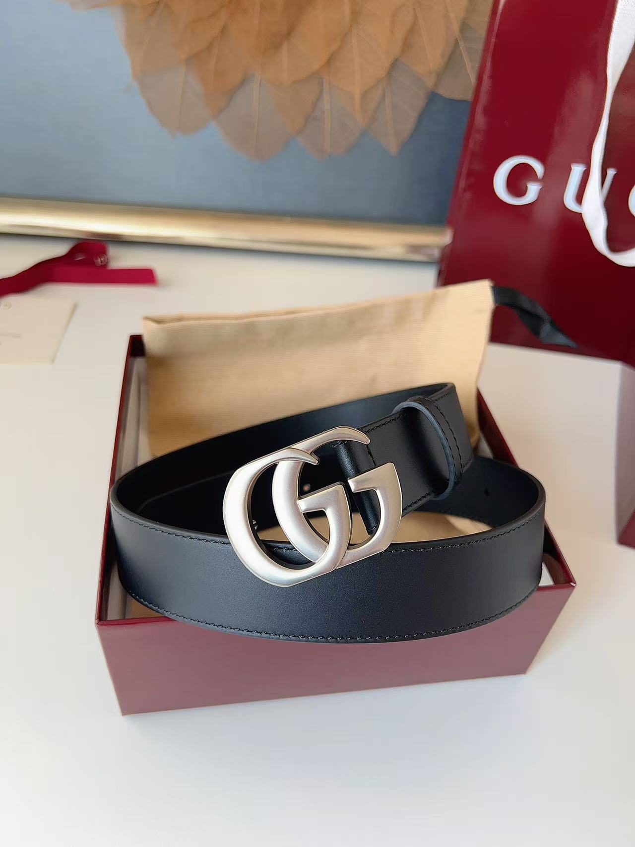 GUCCI 专柜货 原厂进口面料 顶级做工 原单品质 高端商务休闲款 简约百搭 宽度3.5cm