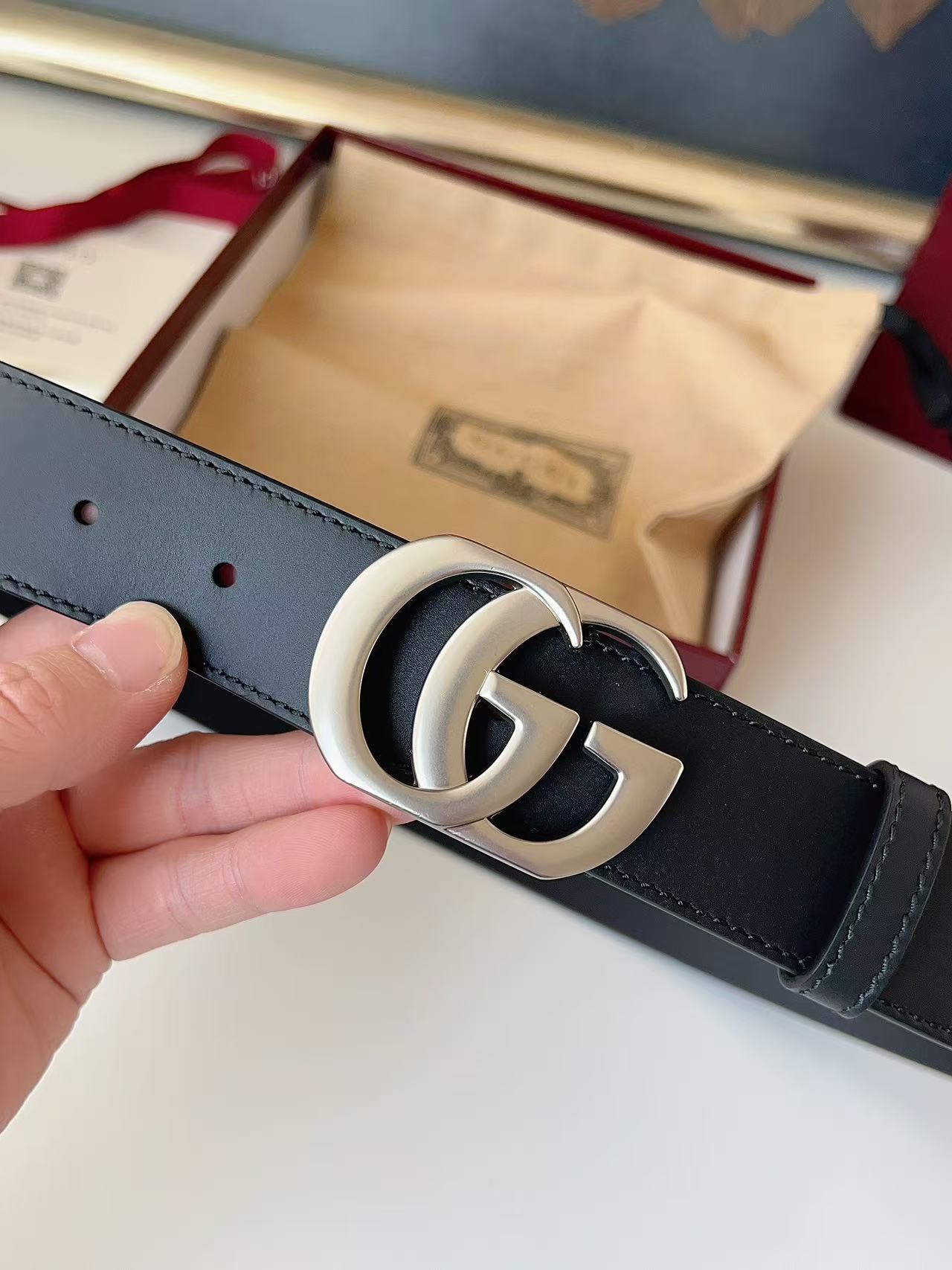 GUCCI 专柜货 原厂进口面料 顶级做工 原单品质 高端商务休闲款 简约百搭 宽度3.5cm