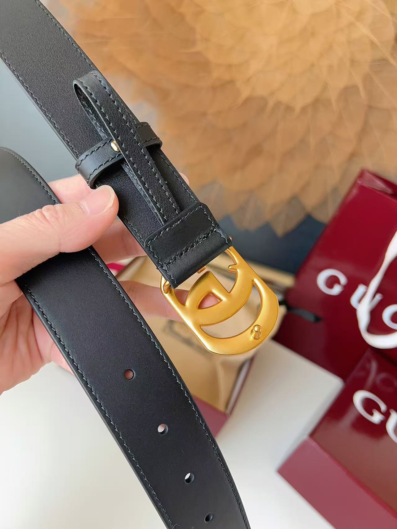 GUCCI 专柜货 原厂进口面料 顶级做工 原单品质 高端商务休闲款 简约百搭 宽度3.5cm