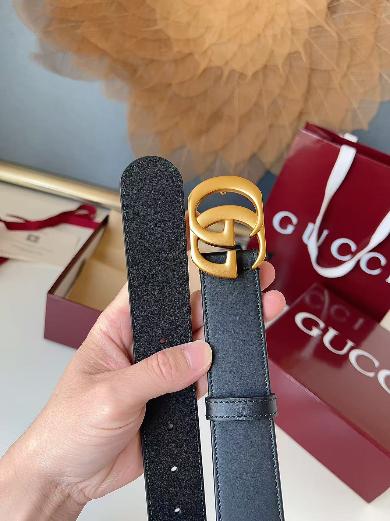 GUCCI 专柜货 原厂进口面料 顶级做工 原单品质 高端商务休闲款 简约百搭 宽度3.5cm