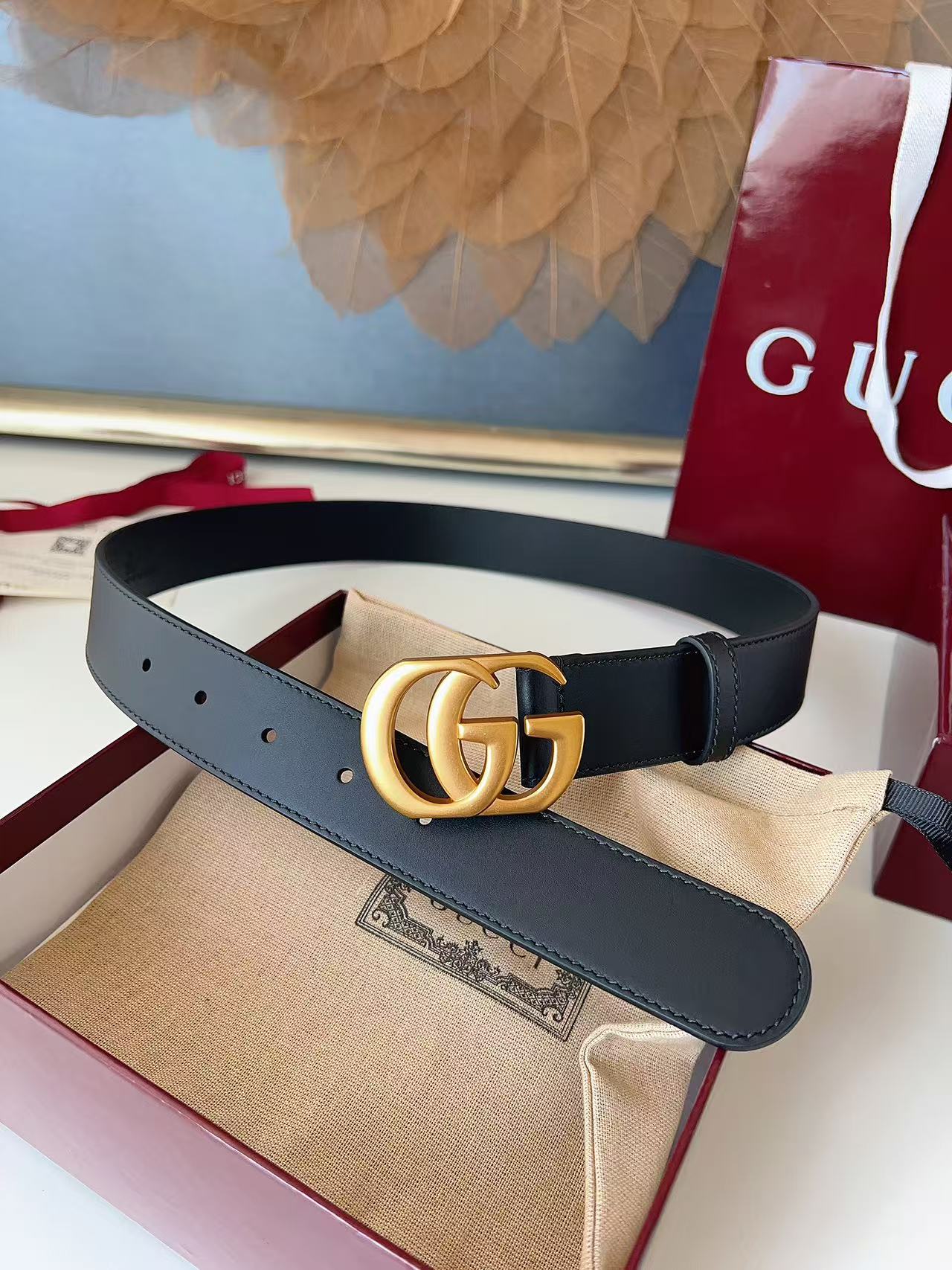 GUCCI 专柜货 原厂进口面料 顶级做工 原单品质 高端商务休闲款 简约百搭 宽度3.5cm