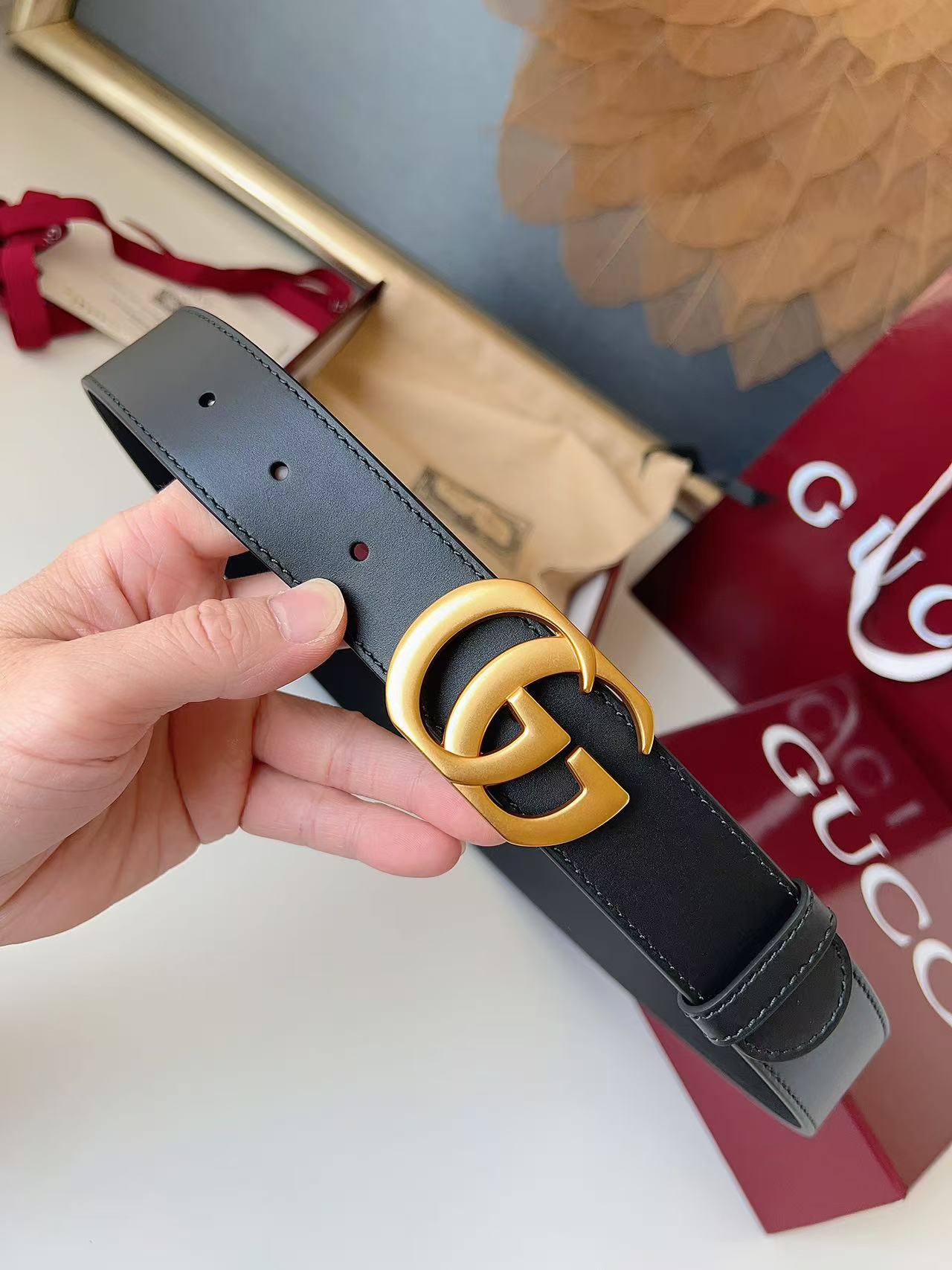 GUCCI 专柜货 原厂进口面料 顶级做工 原单品质 高端商务休闲款 简约百搭 宽度3.5cm