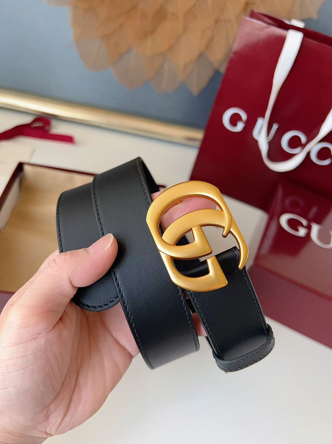 GUCCI 专柜货 原厂进口面料 顶级做工 原单品质 高端商务休闲款 简约百搭 宽度3.5cm